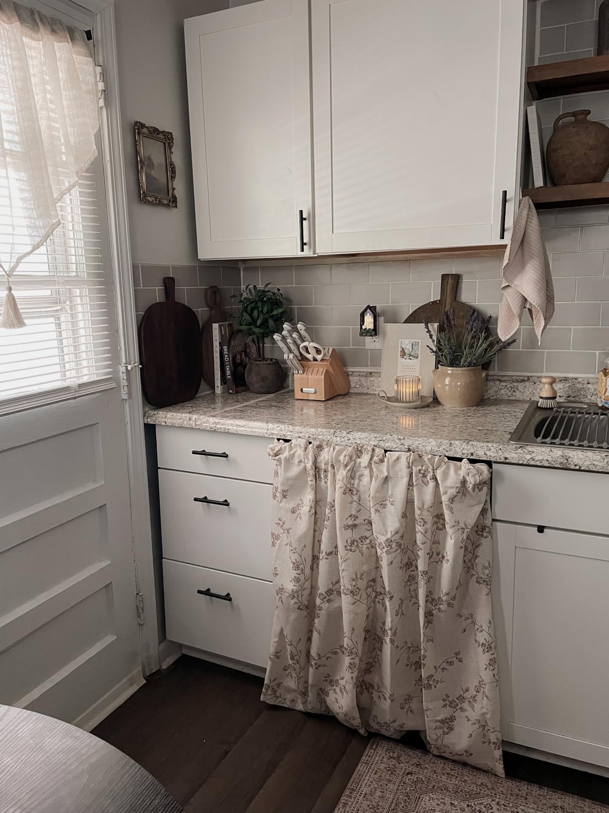 Lazzzy Taupe Vintage Floral Linen Curtains Farmhouse 50W X 84L 2 Panels | Elisa Series, Botanical, Light Filtering, Rustic, Toile, Curtains for Bedroom, Play Room and Nursery, Rod Pocket, Back Tab customer photo 2