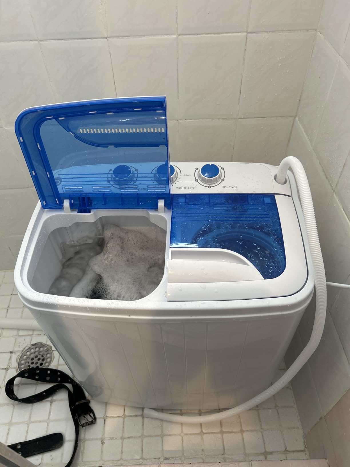INTERGREAT Portable Washing Machine, 25.4lbs Twin Tub Portable Washer with Spin Cycle and Dryer, Semi-automatic Washer Machine Combo for Dorms, Apartments, Blue customer photo 2