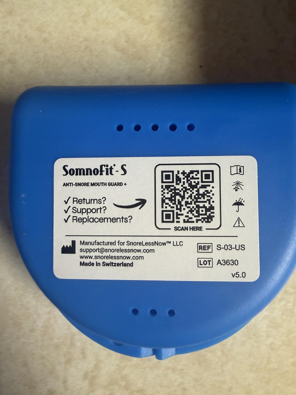 Somnofit-S Anti-Snore Mouth Guard by SnoreLessNow | Made in Switzerland | FDA Cleared | Most Comfortable Anti Snoring Mouthpiece | Sleep Tight Mouth Guard | Adjustable Snoring Solution for Men & Women customer photo 1