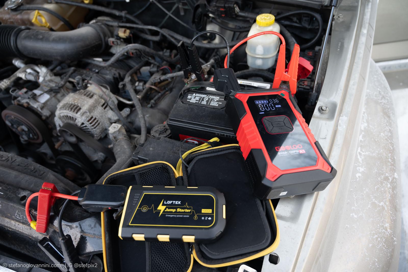 GOOLOO A3 12V 3000A Portable Jump Starter with Air Compressor | Supersafe Car Battery Booster Pack (9L Gas/6.5L Diesel) - BOOST for Dead Battery - 150 PSI Auto-Off Tire Inflator - LED Light customer photo 1