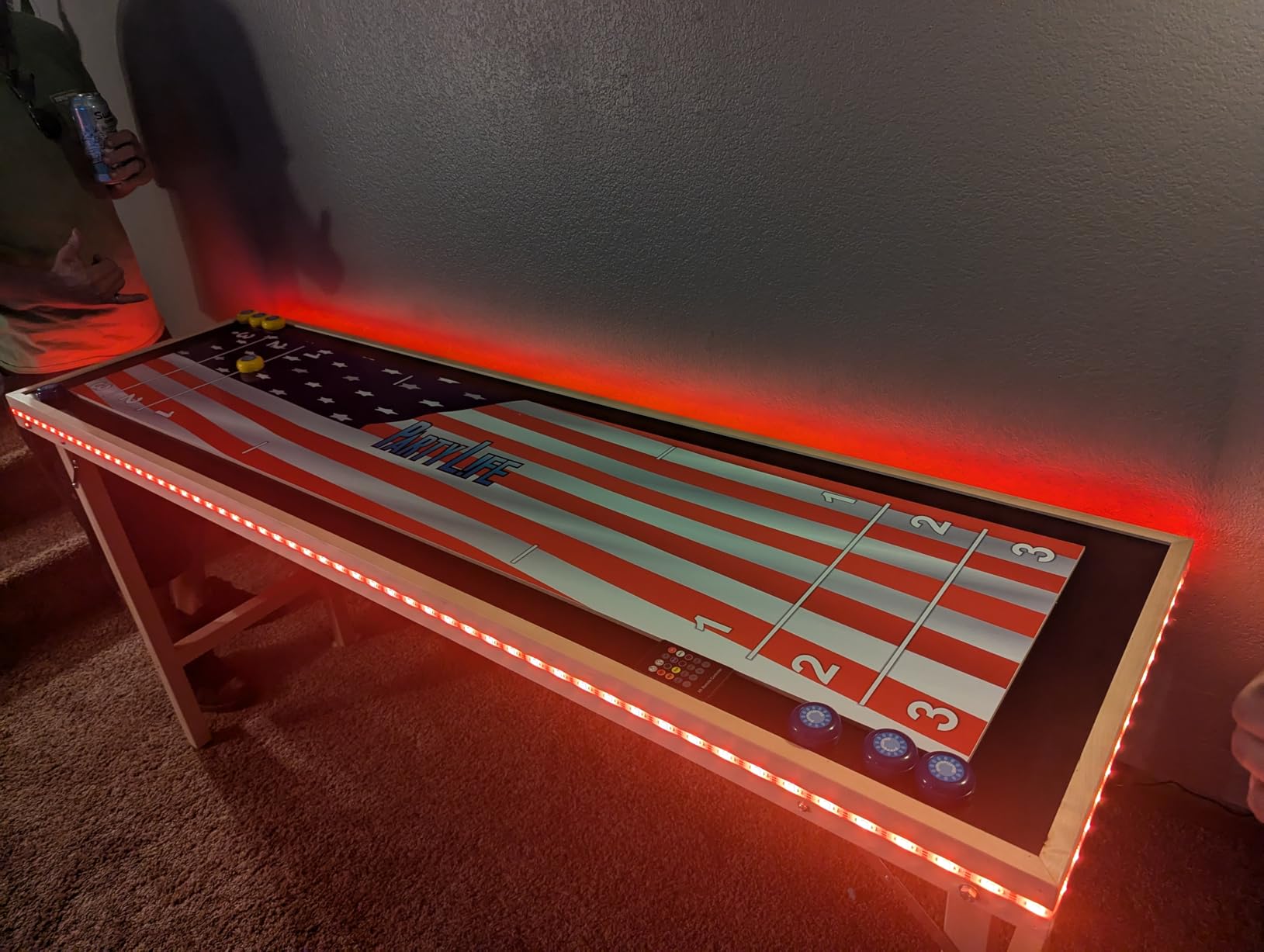 6-Foot Premium Shuffleboard Table w/Folding Legs, Pucks, and Optional LED Lights - Awesome Graphics - Choose Your Model customer photo 2