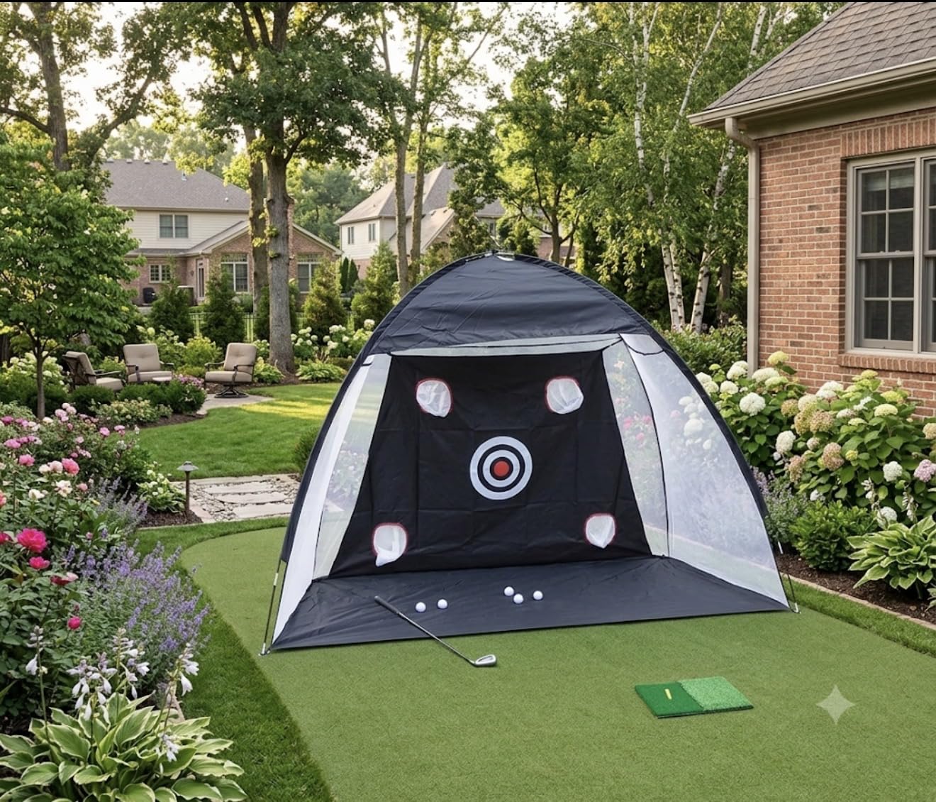 Golf Net: 10x7ft Golf Practice Net for Backyard Chipping Driving with Dual-Turf Golf Hitting Mat, All-in-1 Outdoor Indoor Golf Hitting Net with Multiple Targets, Golf Aid for Men/Golf Lovers customer photo 1