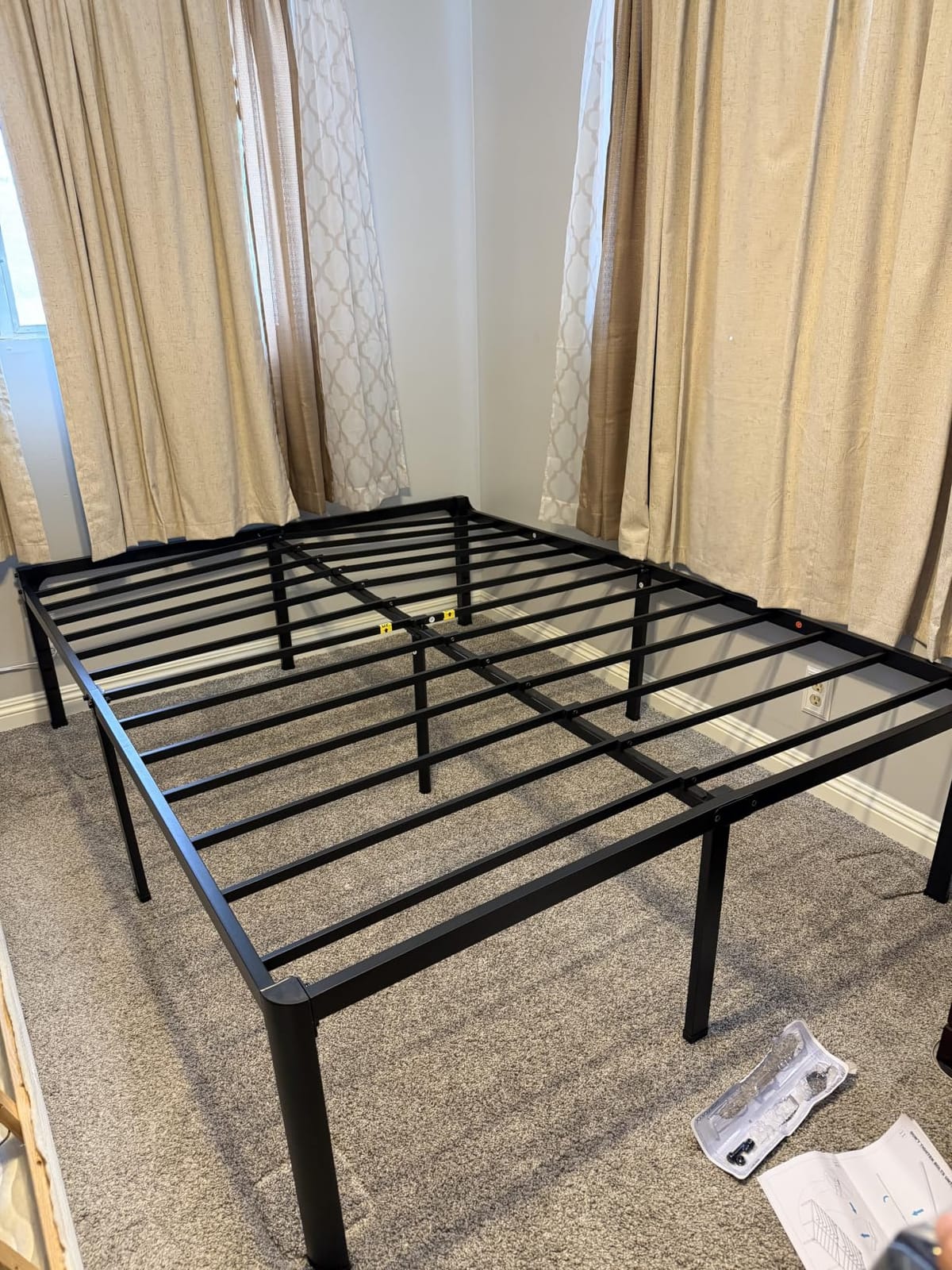 Superay 20 Inch Queen Size Metal Platform Bed Frame with Round Corners Leg | Storage Space Under High Bed Frame, Heavy Duty Steel Slats Support, Noise Free, Easy Assembly, No Box Spring Needed, Black customer photo 2