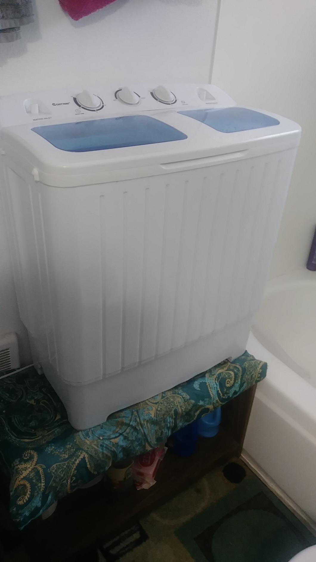 Giantex Portable Washing Machine, 20lbs Washer and Spinner Combo, Twin Tub 12lbs Wash & 8lbs Spin, Mini Compact Laundry Clothes Lavadora Portatil for Apartment Dorm RVs (White & Grey) customer photo 2