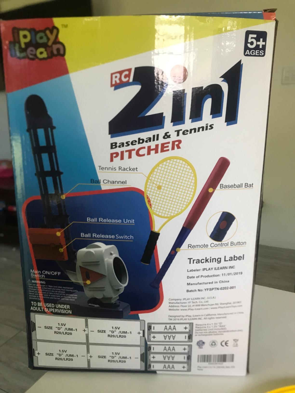 iPlay, iLearn Kids Pitching Machine Toys, 2 in 1 RC Baseball Tennis Pitcher customer photo 1