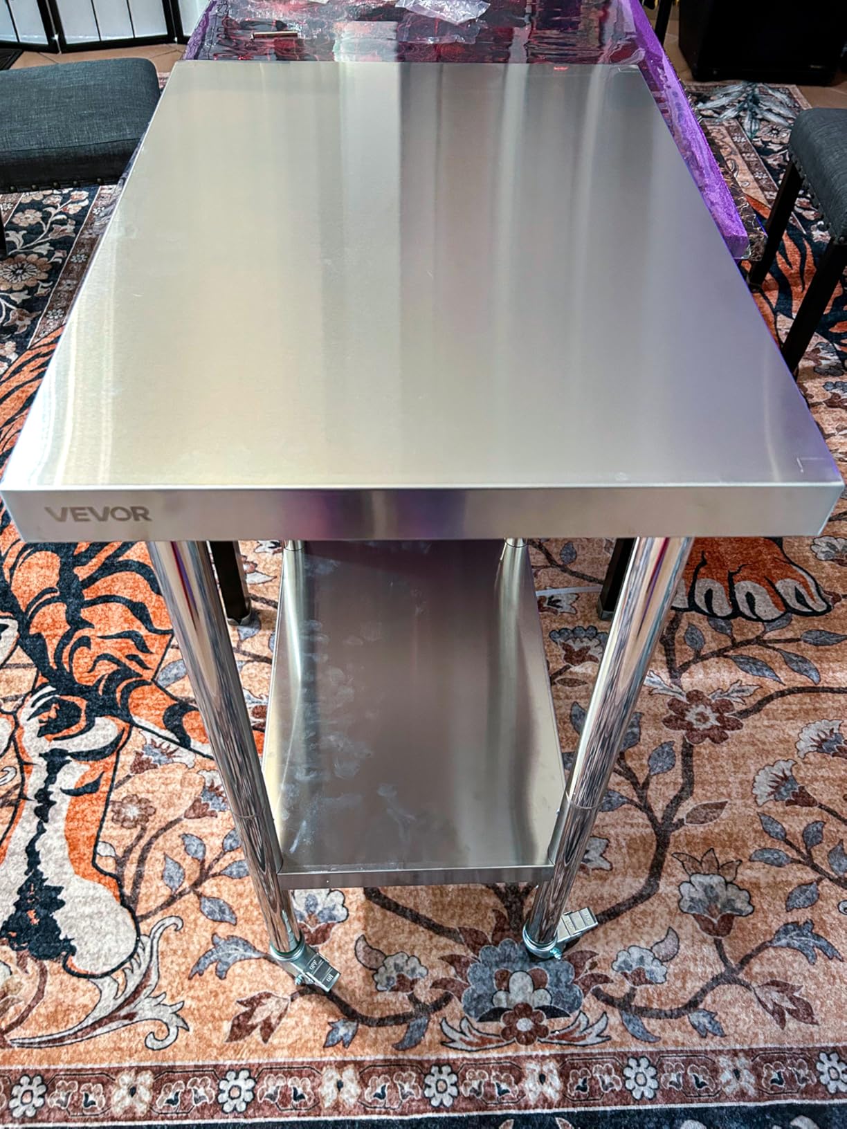 VEVOR Stainless Steel Work Table 30 x 48 x 38 Inch, with 4 Wheels, 3 Adjustable Height Levels, Heavy Duty Food Prep Worktable for Commercial Kitchen Restaurant, Silver customer photo 1