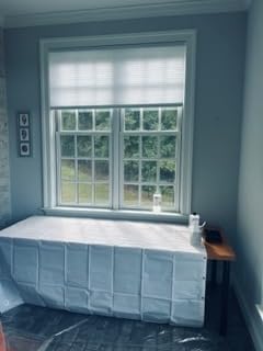 Changshade Cordless Cellular Shades, Motorized Blackout Room Darkening Black Out Honeycomb Blinds for Indoor Windows Bedroom, Pull Down Pleated Accordion Blind Easy Install, Custom Size, White customer photo 1