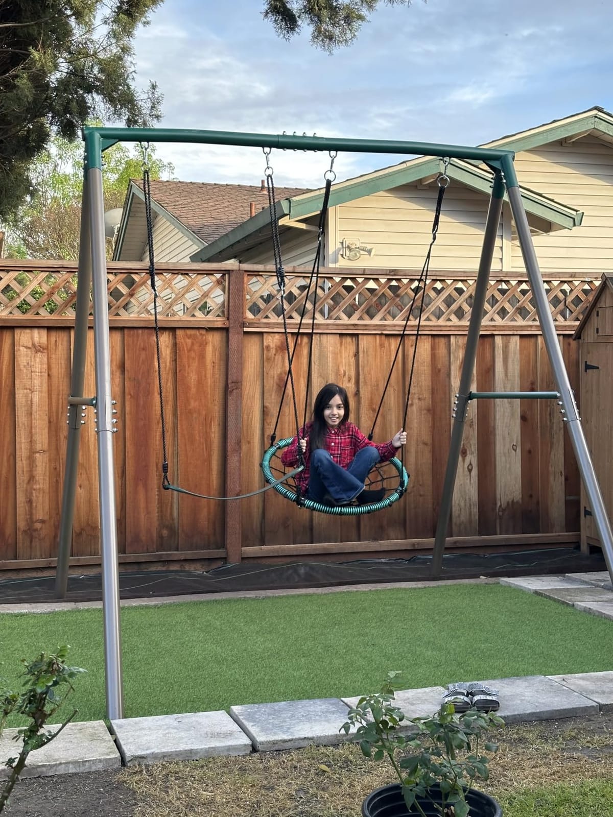 Hapfan 7.5ft Tall Heavy Duty Metal Swing Sets for Backyard customer photo 1
