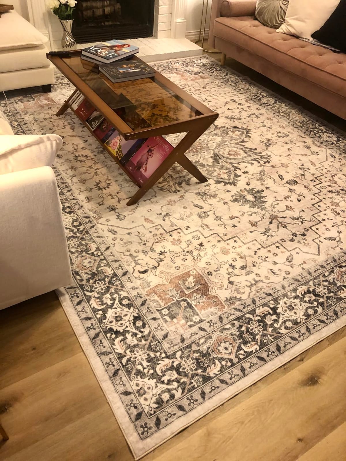 Amada 8x10 Area Rugs for Living Room, Washable Area Rug, Blue | Non-Slip, Low-Profile, Soft Texture, Pet Friendly, Easy to Clean, Vintage Decor Large Carpet for Bedroom, Dining Room customer photo 2