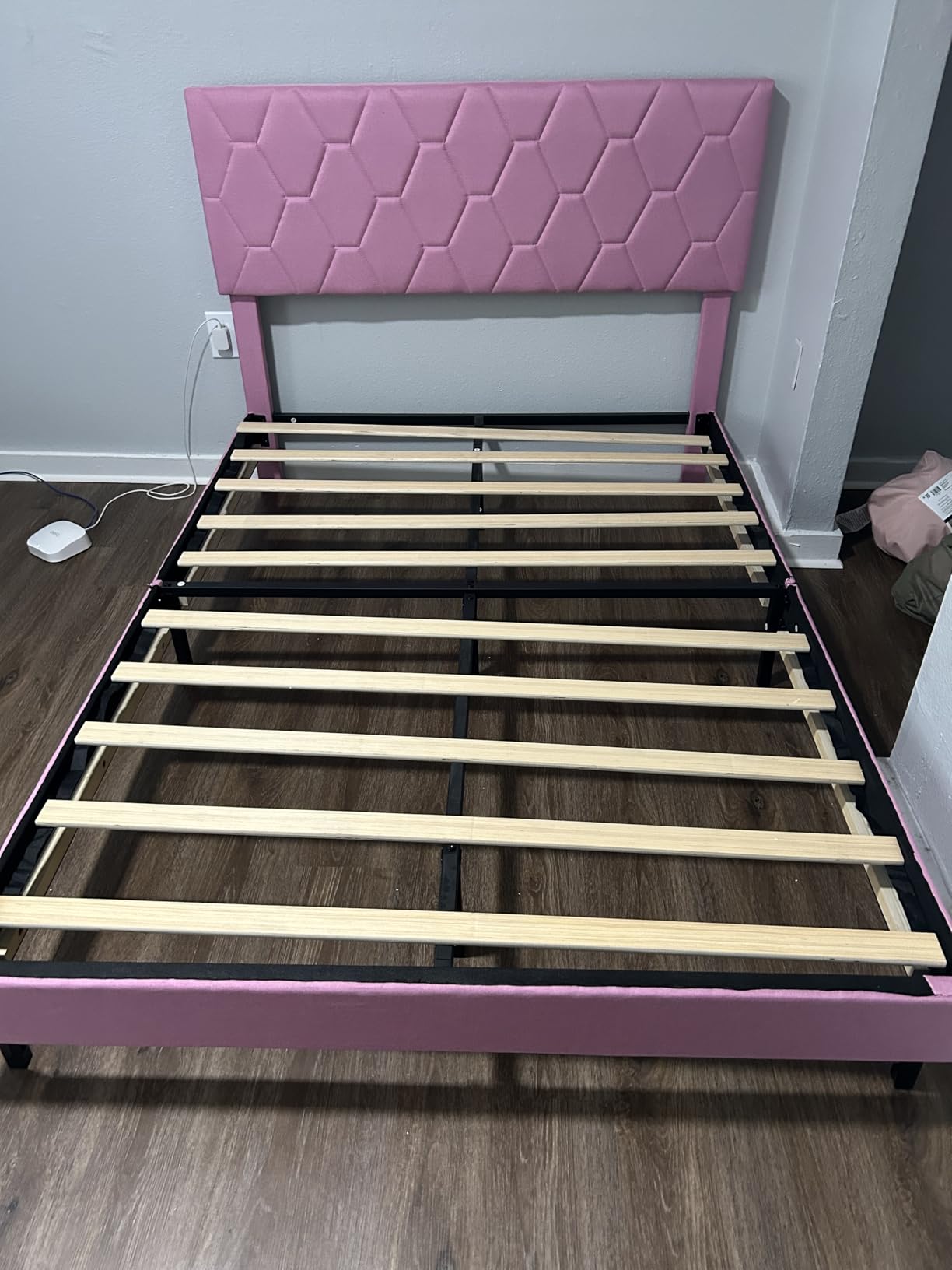 GAOMON Twin Platform Bed Frame with Adjustable Upholstered Headboard, Heavy-Duty Bed Frame with Wooden Slats Support customer photo 1