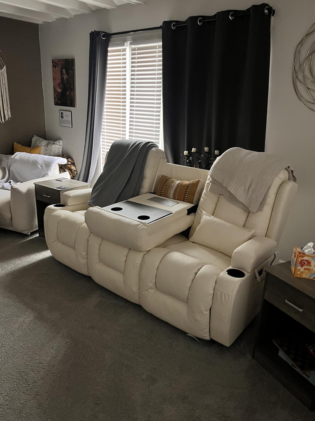 TUNYI Power Loveseat Recliner Sofa with Massage & Heat customer photo 1
