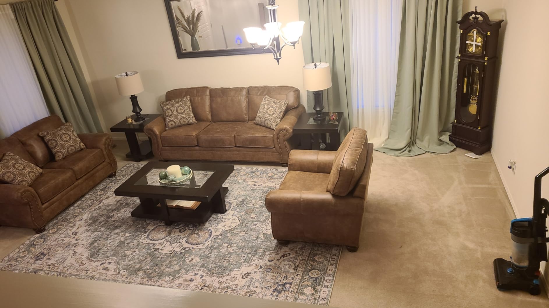 LUXRUG 6x9 Area Rug for Living Room Sage Green Oriental Rugs for Bedroom | Washable Non-Slip Medallion Dining Room Rug Farmhouse Low-Pile Carpet Soft Vintage Bedroom Rug for Bedside Guest Room Foyer customer photo 1