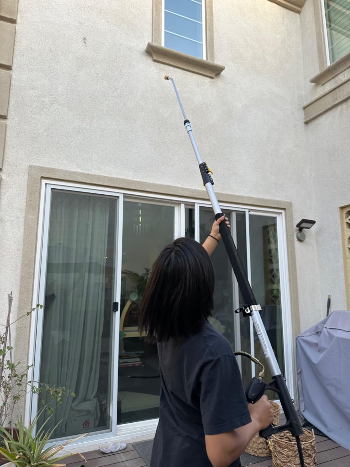 24 FT Telescoping Pressure Washer Wand with Pressure Washer Extension Wand, Brush Head, Gutter Cleaner, 5 Spray Nozzle Tips, 2 Hose Adapters and Support Belt customer photo 2