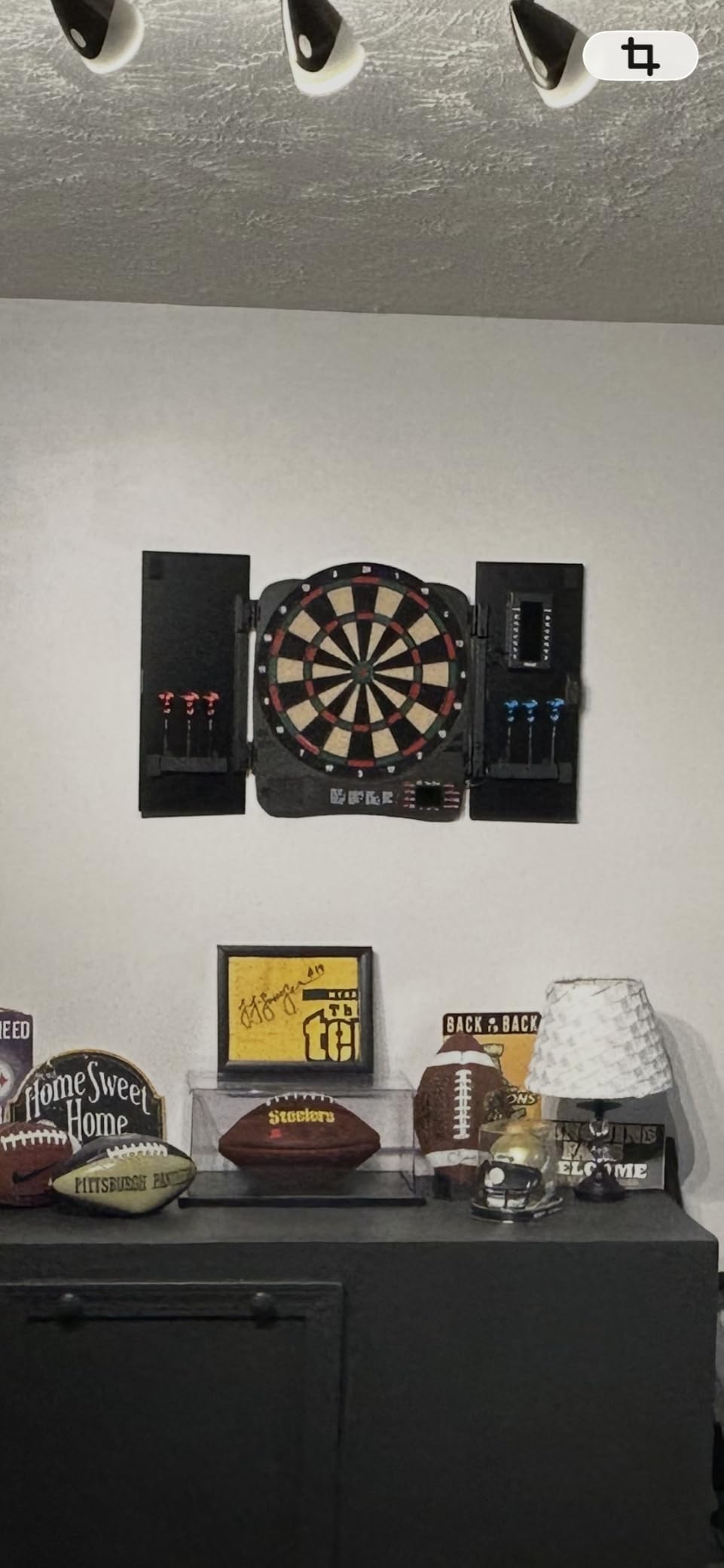 Electronic Dartboard Cabinet, Digital Soft Tip Dartboards with LED Scoreboard, Dart Board Set with 40 Games 420 Variants, 6 Darts, 100 Tips customer photo 1