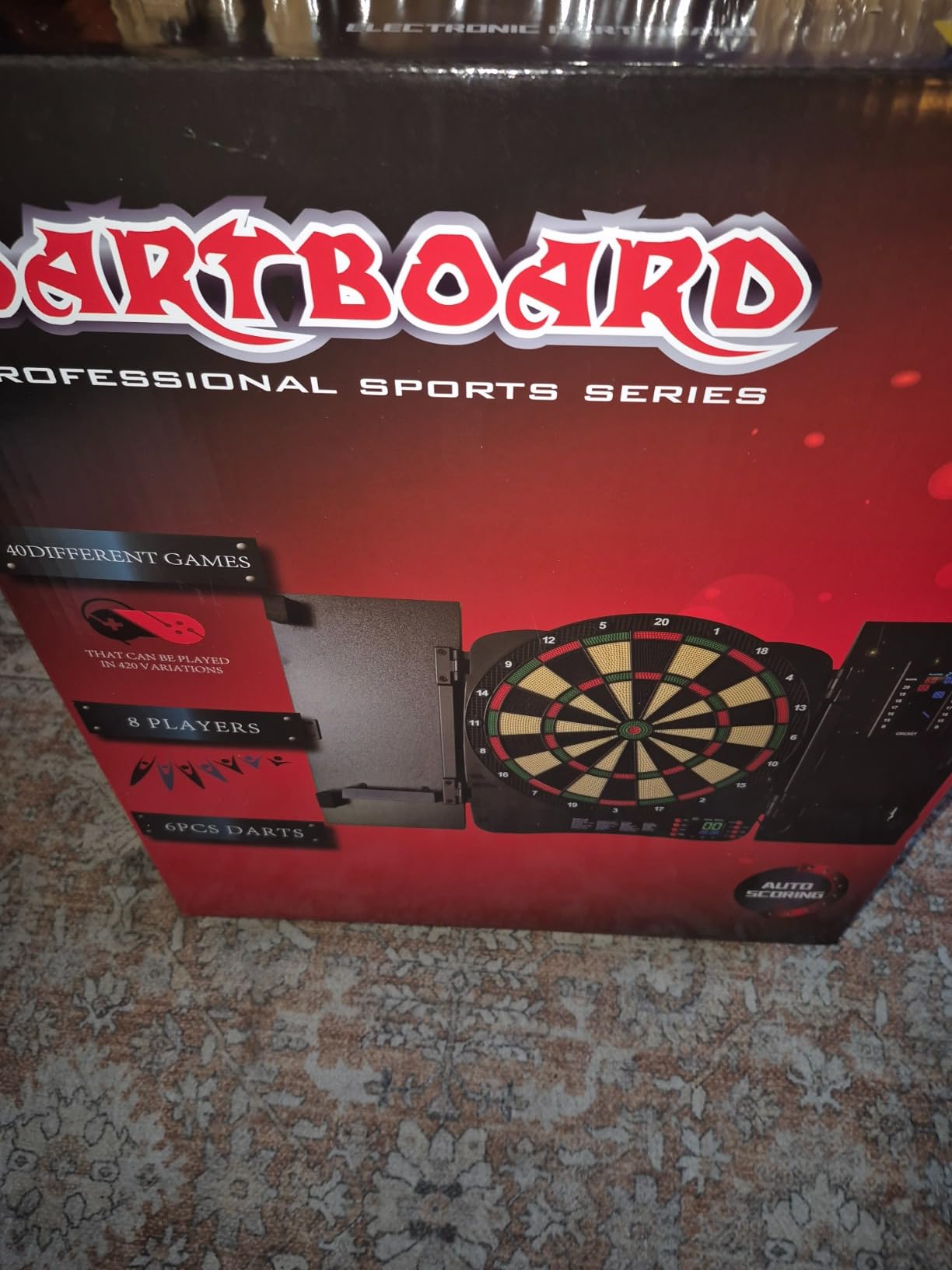 Electronic Dartboard Cabinet, Digital Soft Tip Dartboards with LED Scoreboard, Dart Board Set with 40 Games 420 Variants, 6 Darts, 100 Tips customer photo 2