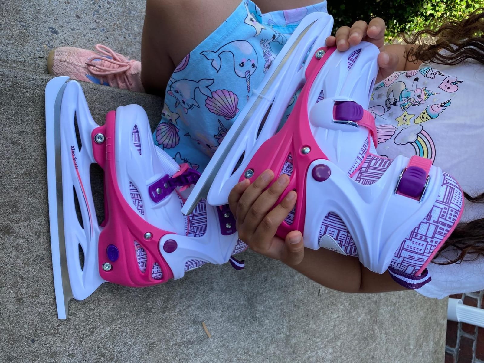 Xino Sports Adjustable Ice Skates - for Girls and Boys, Two Awesome Colors - Blue and Pink, Soft Padding and Reinforced Ankle Support, Fun to Skate!… customer photo 1