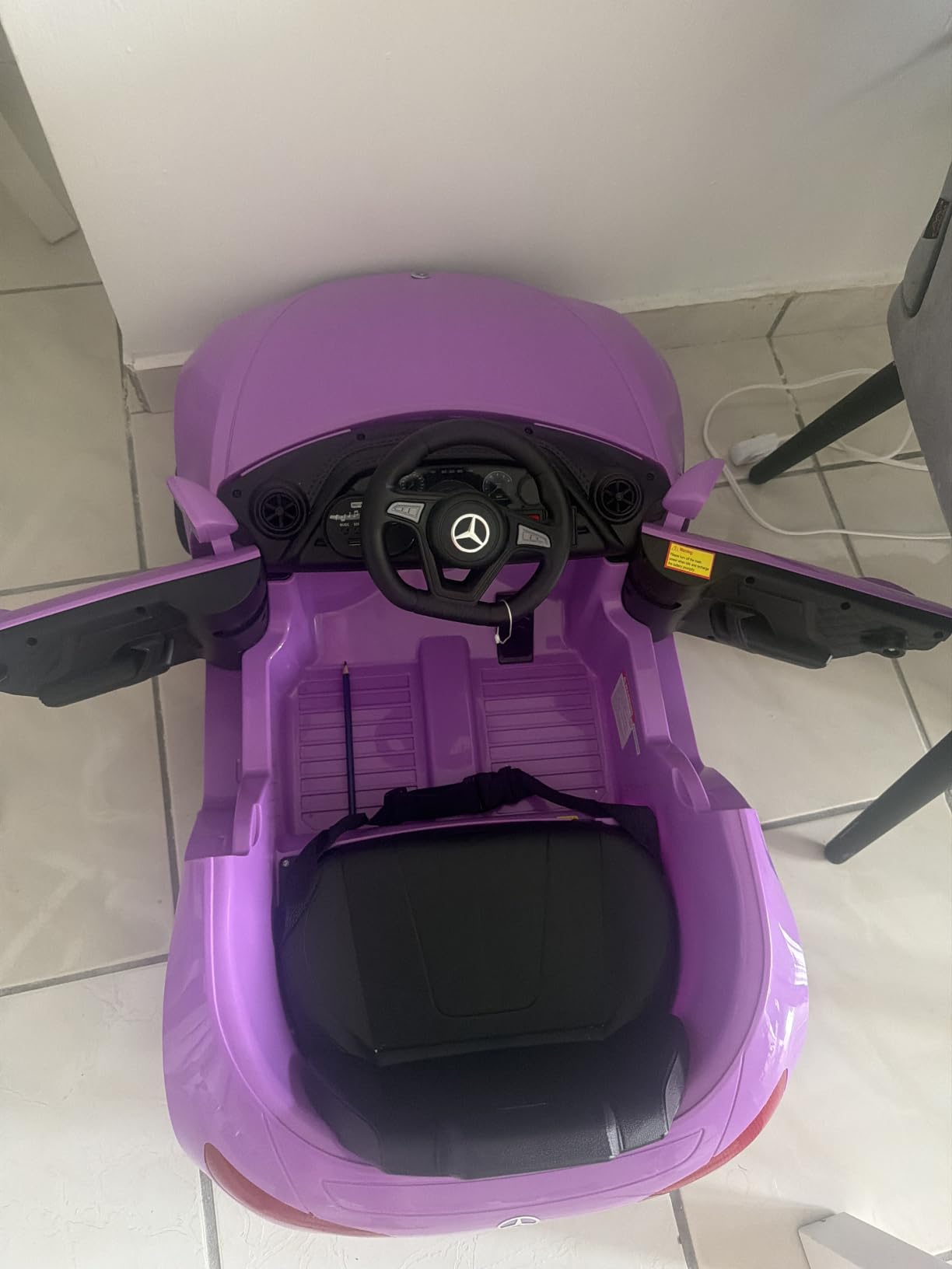 12V Kids Ride On Car with 2.4G Remote Control,Battery Powered Electric Car Ride On Vehicle Double Doors, Safety Belt,LED Light (SC-Black) customer photo 2