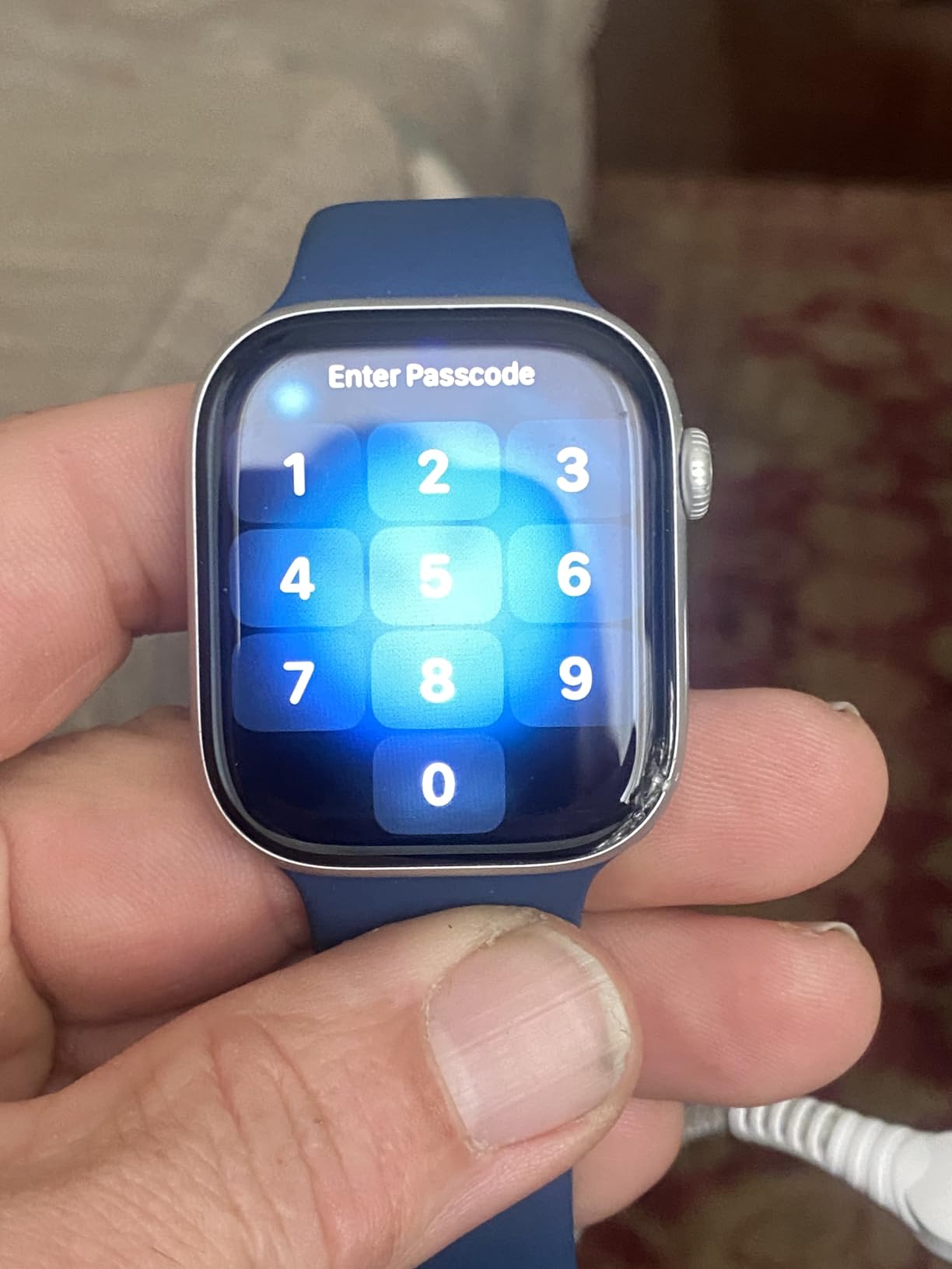 Apple Watch Series 10 [GPS, 46mm] - Silver Aluminum Case with Denim Sport Band, S/M (Renewed) customer photo 2