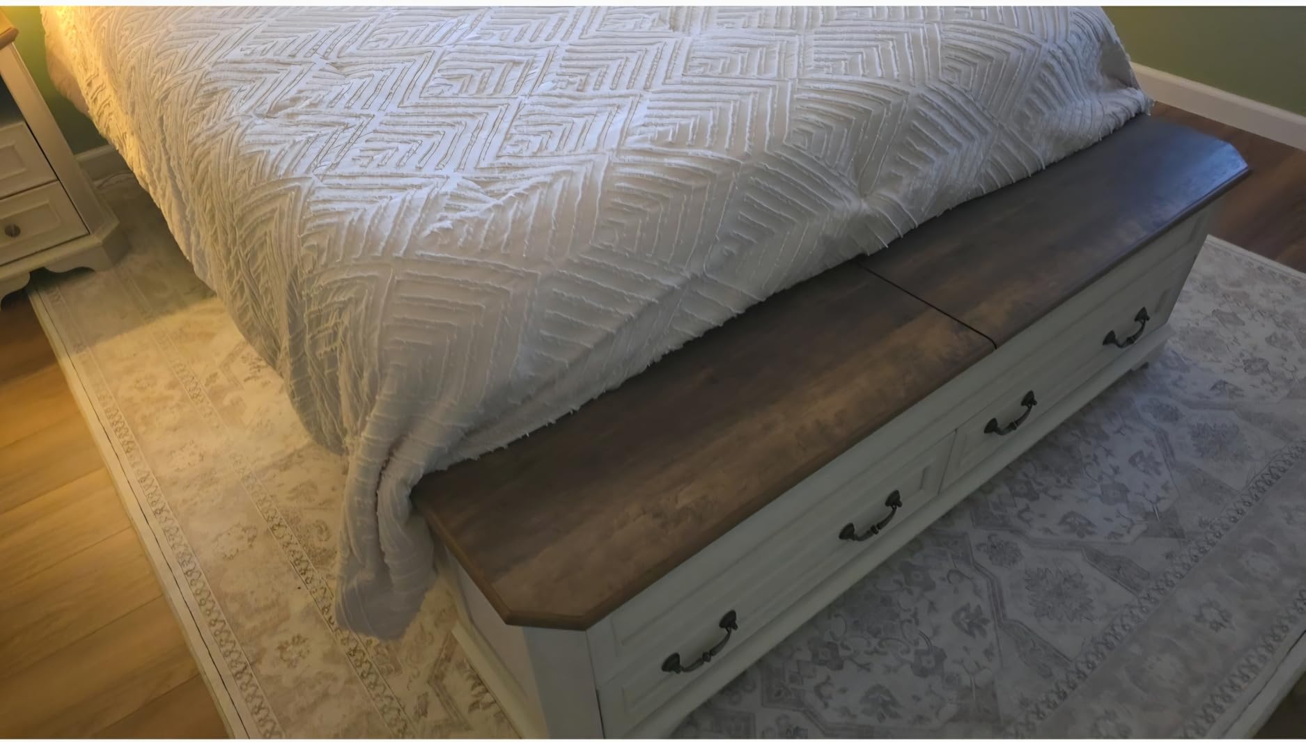 T4TREAM Farmhouse King Bed with Headboard and Storage Bench customer photo 2