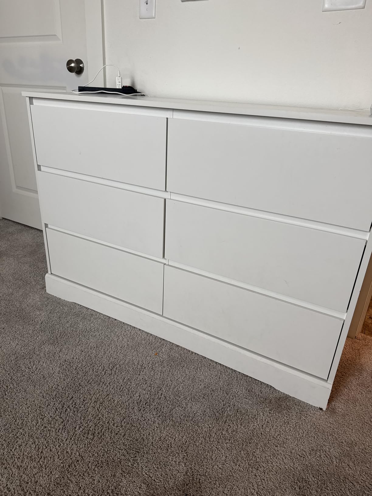 FOTOSOK Black Dresser for Bedroom, Modern 6 Drawer Double Dresser | 47.2