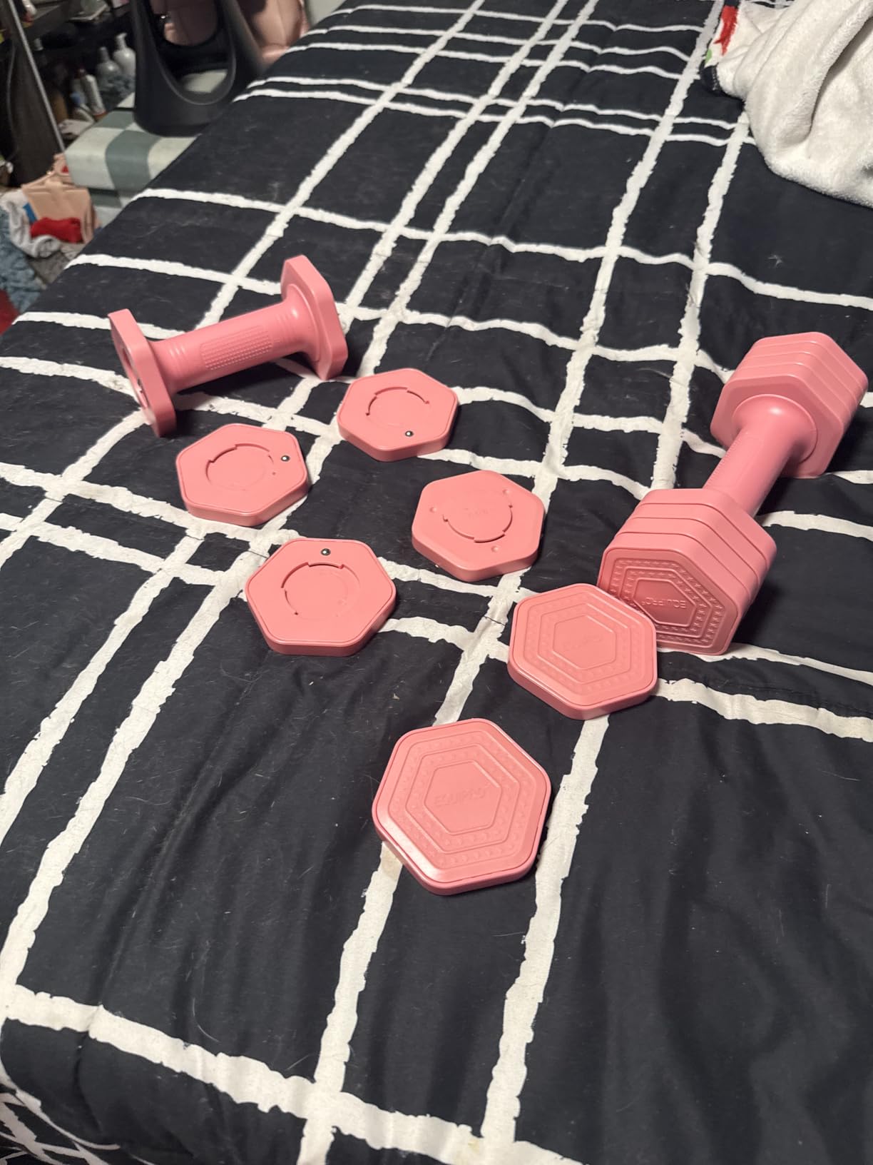 EQUIPRO Adjustable Dumbbell Set, 4 in 1 Free Weights Dumbbells Set for Women, Weights for Women at Home, 2lb 3lb 4lb 5lb with TPU Soft Rubber Handle for Home Gym Exercise Training customer photo 2