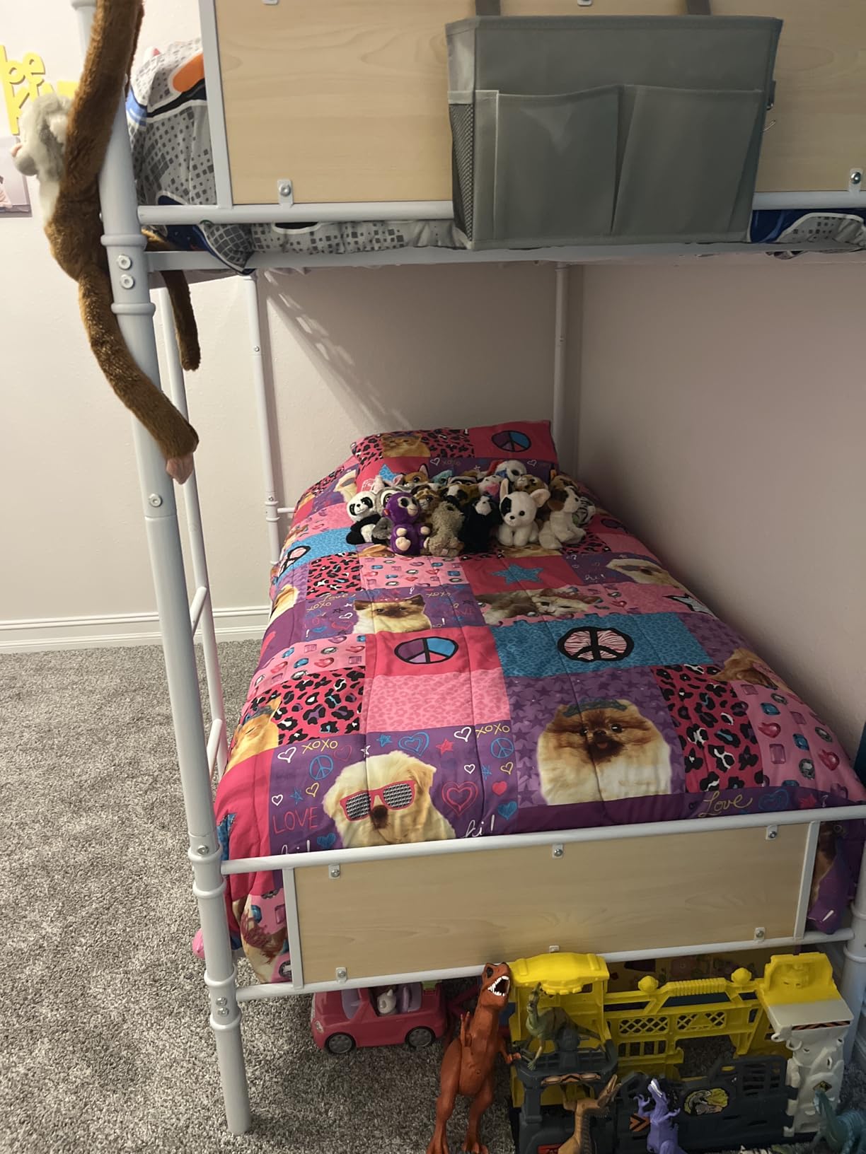 Jocoevol Metal Bunk Bed Twin Over Twin, Industrial Bunkbeds Heavy Duty Bed with Safety Guard Rails and Space-Saving Design, Steel Bed for School, Bedroom (Vintage Brown) customer photo 1
