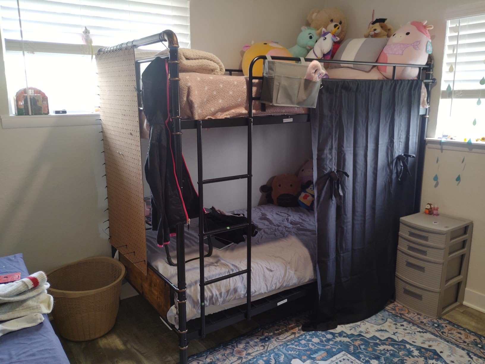 Jocoevol Metal Bunk Bed Twin Over Twin, Industrial Bunkbeds Heavy Duty Bed with Safety Guard Rails and Space-Saving Design, Steel Bed for School, Bedroom (Vintage Brown) customer photo 2