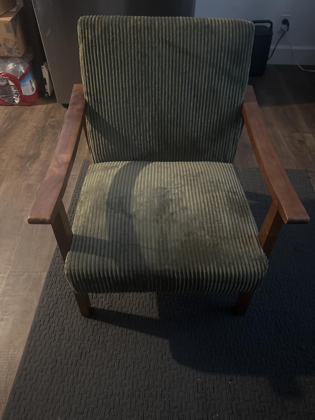 Yaheetech Accent Chairs, Mid-Century Corduroy Fabric Armchairs, Dark Green | Corduroy Chair with Solid Wood Legs, Cozy Reading Leisure Chair for Living Room, Bedroom, Waiting Room customer photo 1