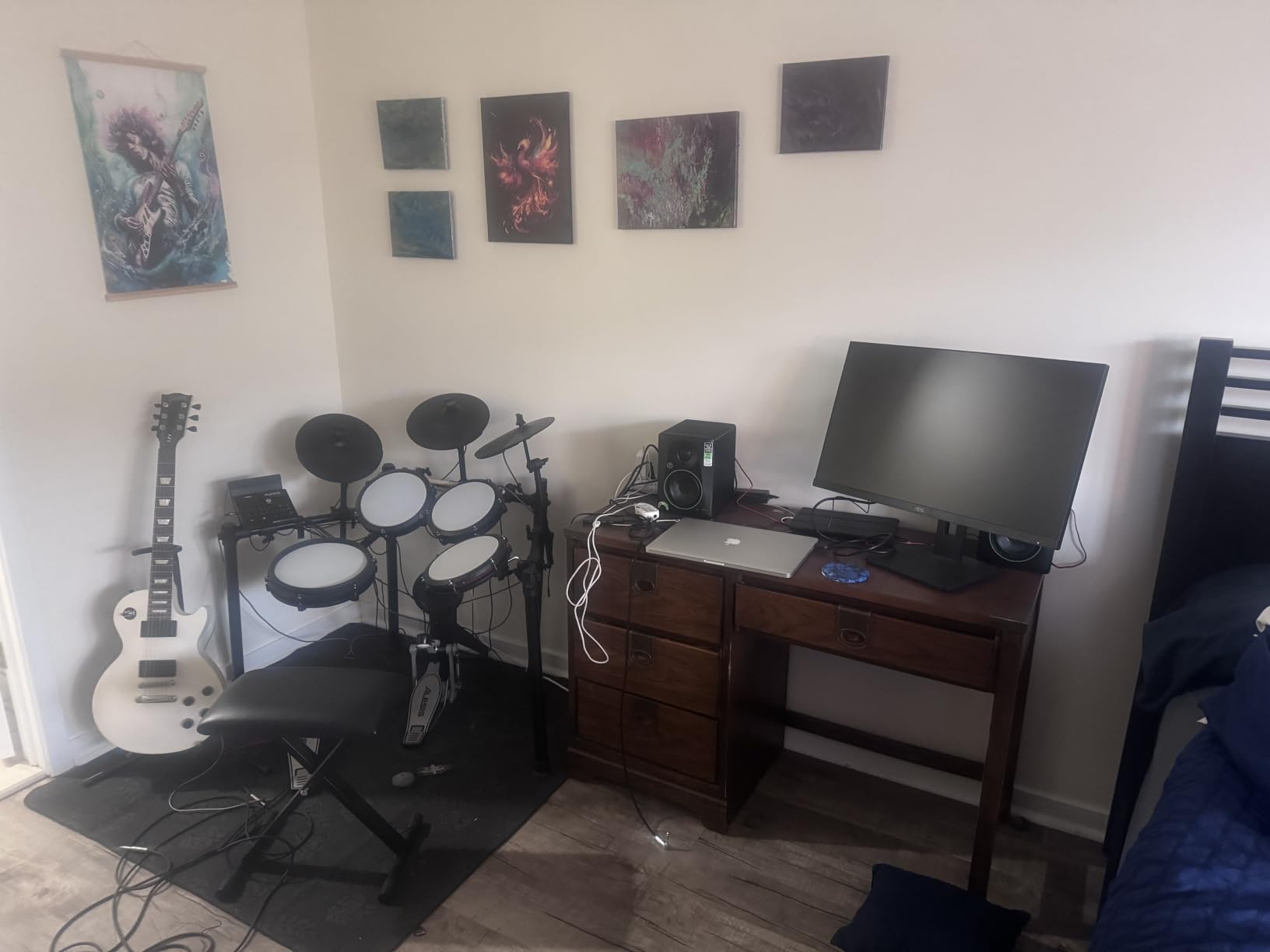 Drum Rug, 5X 6 Ft Drum Mat Carpet Music Rug with Non-Slip Bottom, Noise Reduction Electrical Pads for Drummers customer photo 2