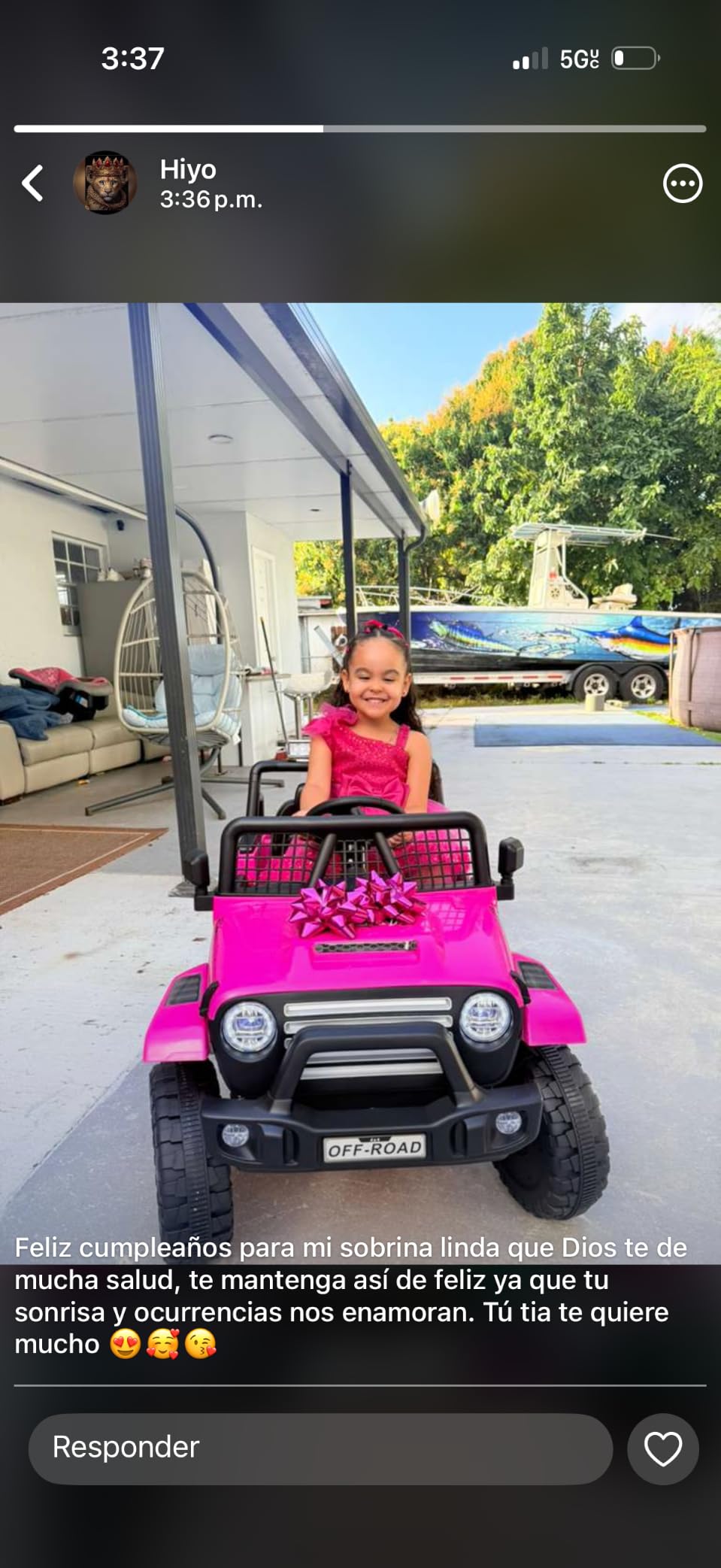 24V Ride on Toys, 2 Seater Kids Electric Car w/Remote Control, 4X4 Motor, 3 Speed, Bluetooth Music, Spring Suspension, LED Light, Off Road Power Car Wheel for Boys Girls Ages 3-8(Pink) customer photo 2