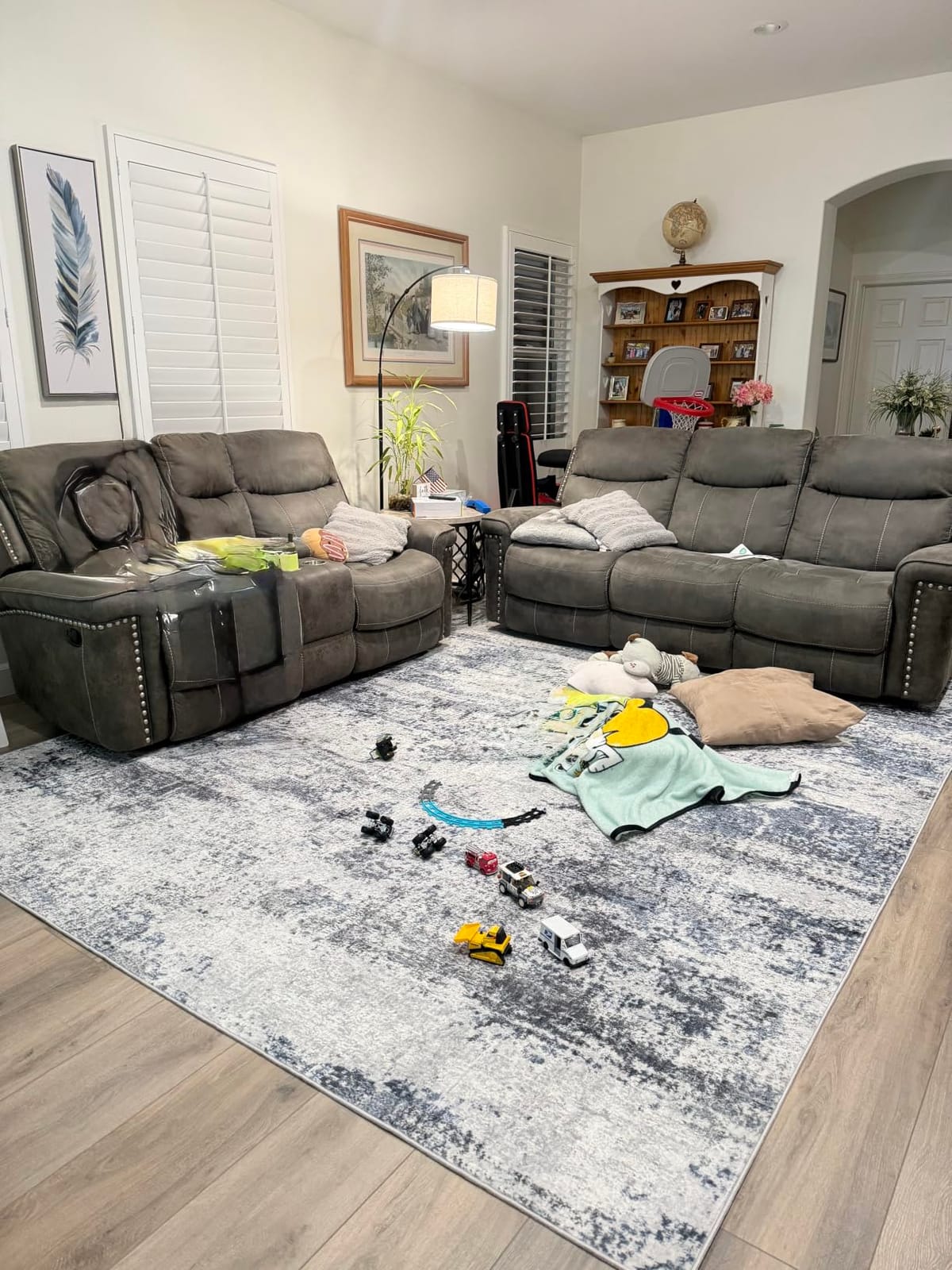 8x10 Area Rugs for Living Room Washable Bedroom Dining Room Blue Grey | Modern Abstract, Non-Slip Backing, Soft, Low-Pile, Foldable, Water Repellent, Pet Proof, Non-Shedding, Indoor customer photo 2