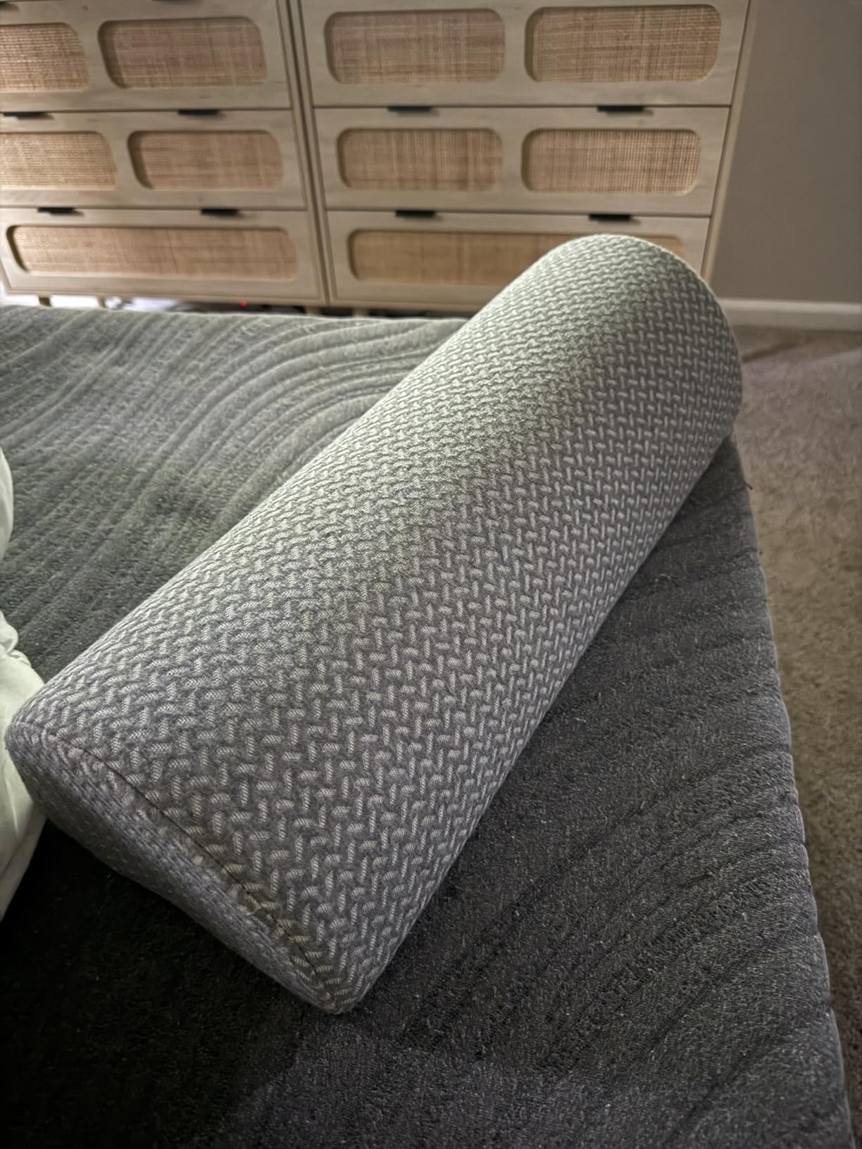 Knee Pillow for Back Sleeping Memory Foam Half Moon Bolster Pillow for Legs | Under Knee Support, Ankle & Foot Comfort Orthopedic Pillow for Side Sleepers (Grey, 20.4