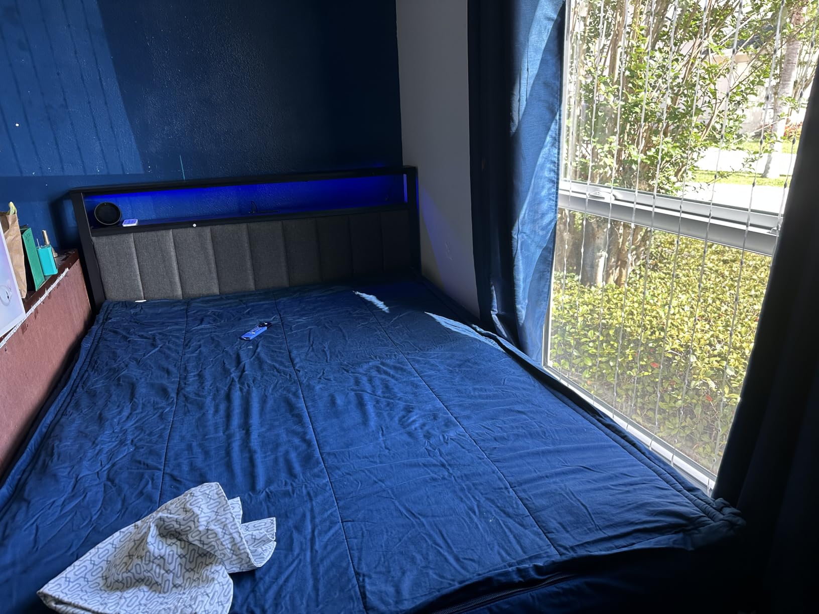 Furnulem Full Size Bed Frame with Storage Drawers and Upholstered Headboard, Metal Platform Bed with Charging Station and LED Lights customer photo 1