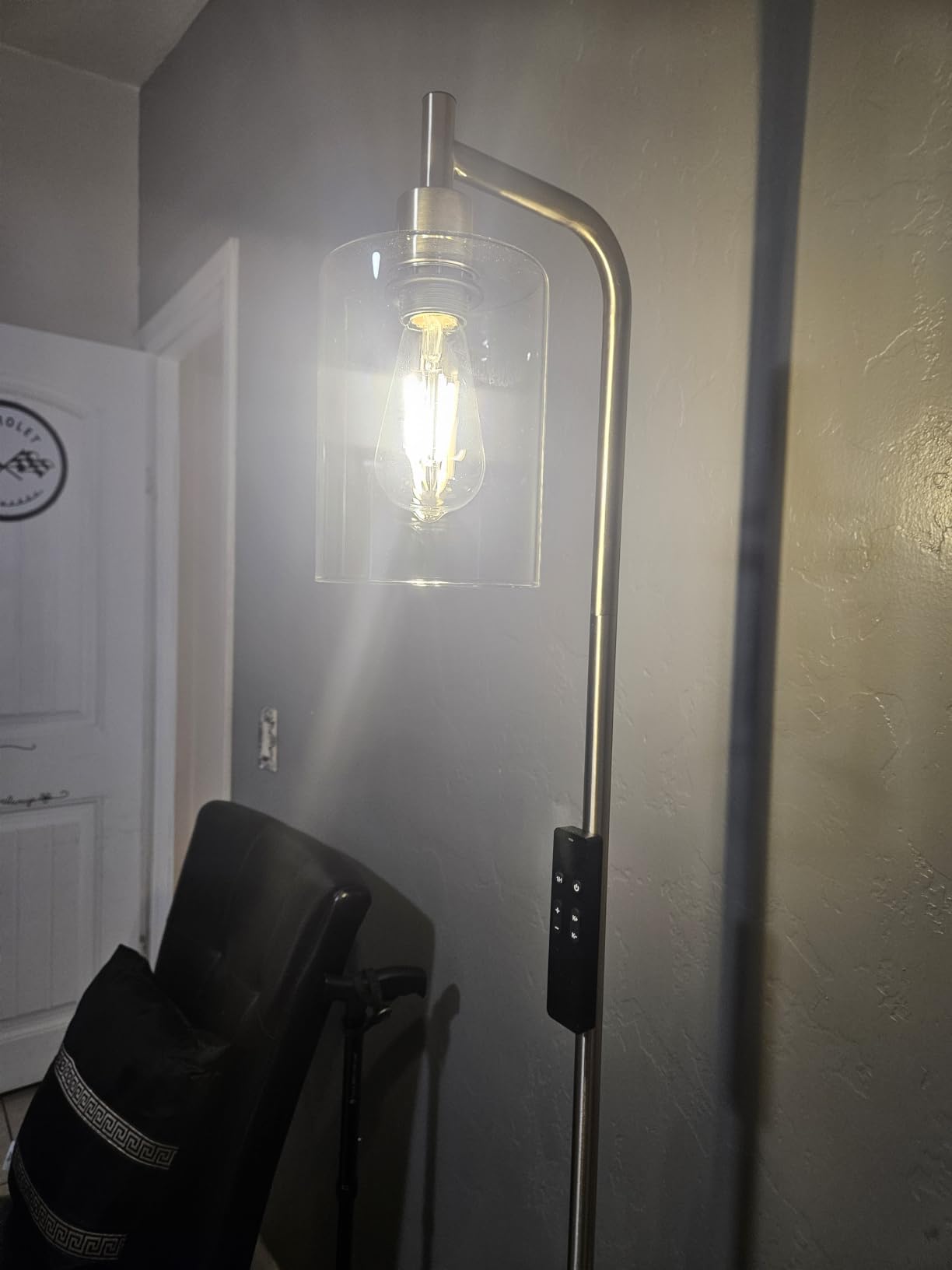 Wio-Mio Industrial Floor Lamp with Glass Shade, LED Bulbs Included | Remote Control, Modern Dimmable Gold Tall Lamp with Adjustable Color Temperatures for Living Room, Bedroom & Office customer photo 1