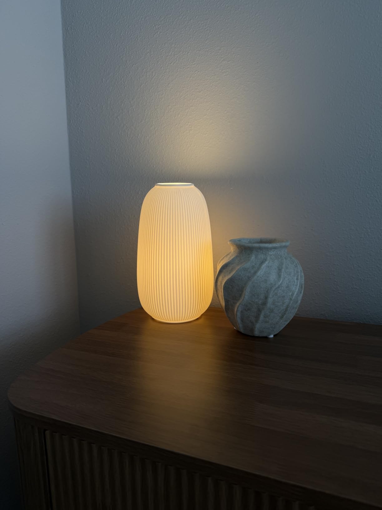 RONDURE Modern Ceramic Decorative Table Lamp Living Room Bedroom Bedside | Handcrafted Unique Warm Ambient Lighting Lamp, Accent White Translucent Ceramic shade, Fully Dimmable, Corded, Bulb Included customer photo 2