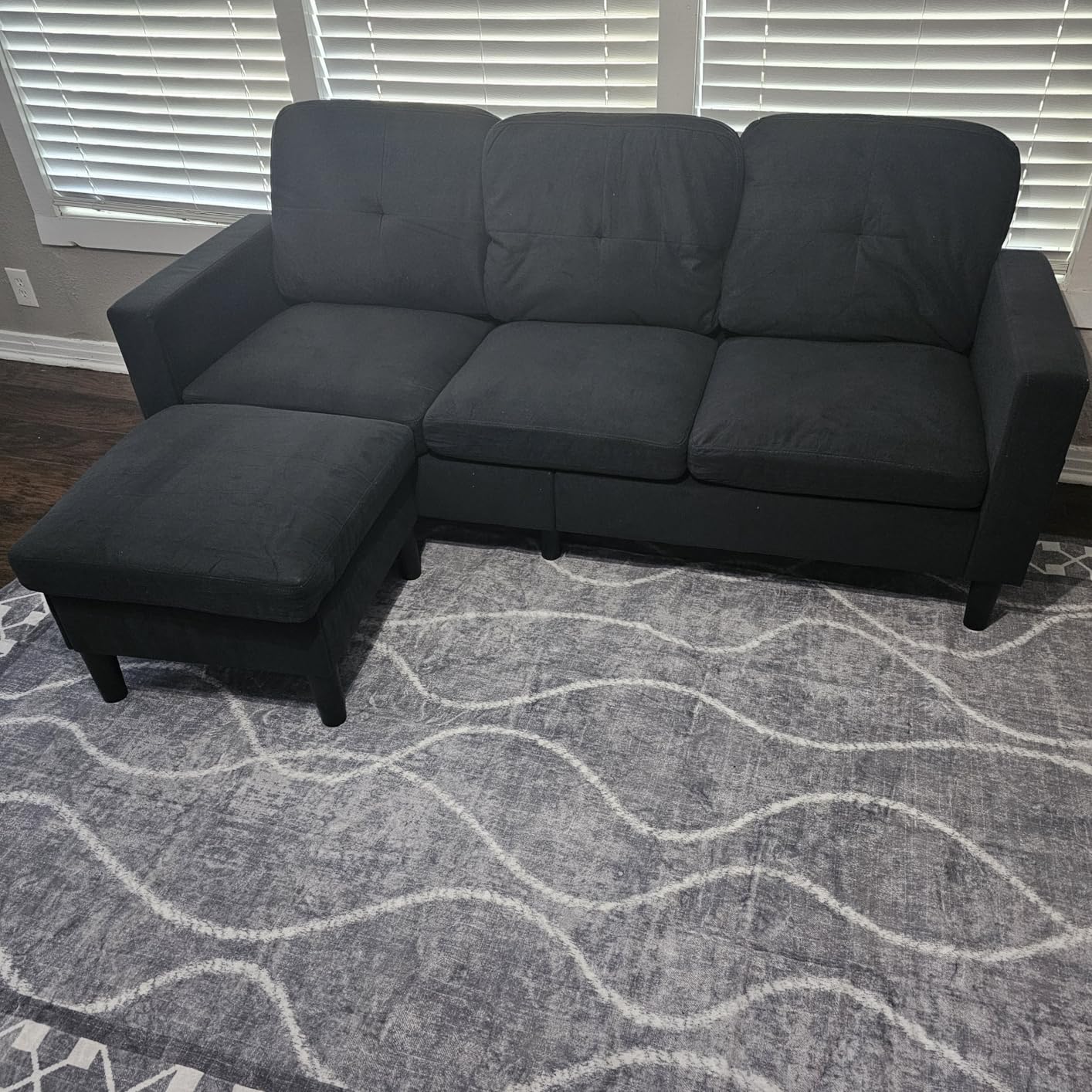 SUNLEI Convertible Sectional Sofa for Small Spaces, L Shaped Modular Sofa with Reversible Chaise & Ottoman Storage, 3 Seat Modern Small Couches for Living Room in Apartment, Linen Fabric, Greige customer photo 1