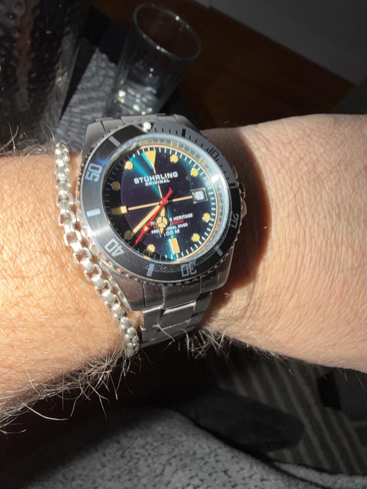 Stuhrling Depthmaster Heritage Diver Swiss Quartz Watch, 42mm, Stainless Steel, 100M Water Resistant customer photo 1