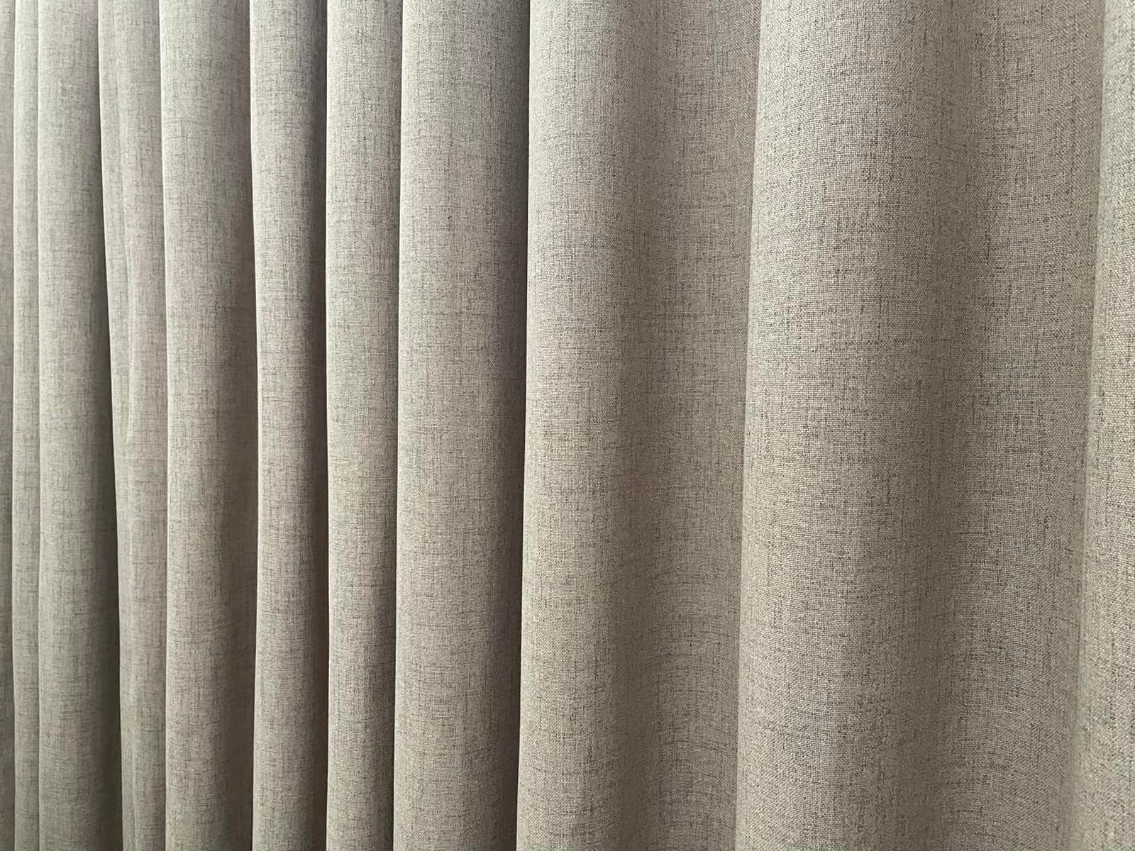 PONY DANCE 100% Blackout Natural Linen Bedroom Curtains 95 inches Long | Noise Reducing Window Treatment Drapes for Living Room, Thermal Insulated Curtain for Nursery, 52