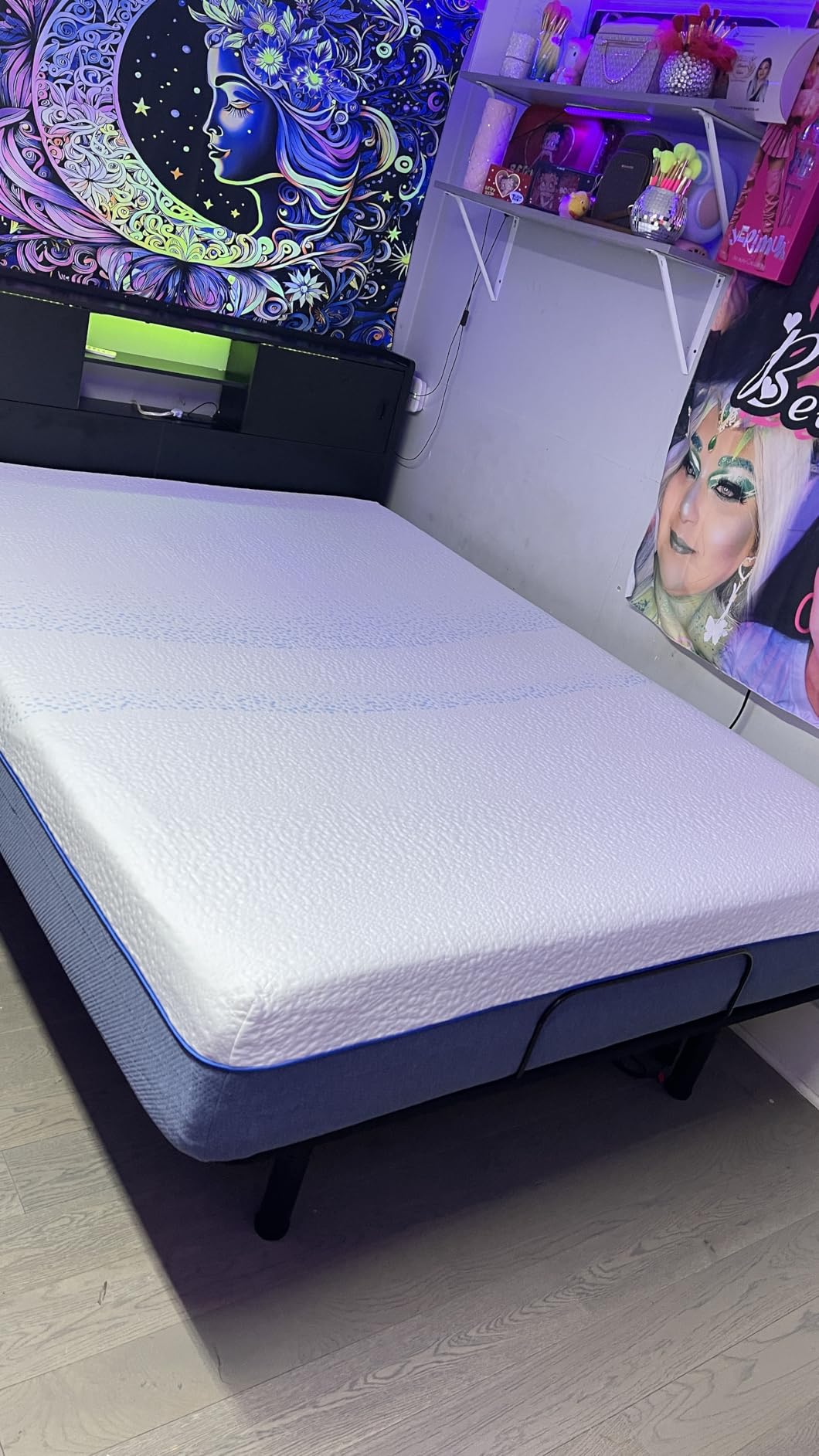 Queen Size Adjustable Bed Frame with Mattress, 14 Inch Blue Gel Memory Foam Medium-Firm Mattress in Box, Smart Electric Bed Frame with 0 Gravity/Anti-Snore customer photo 2