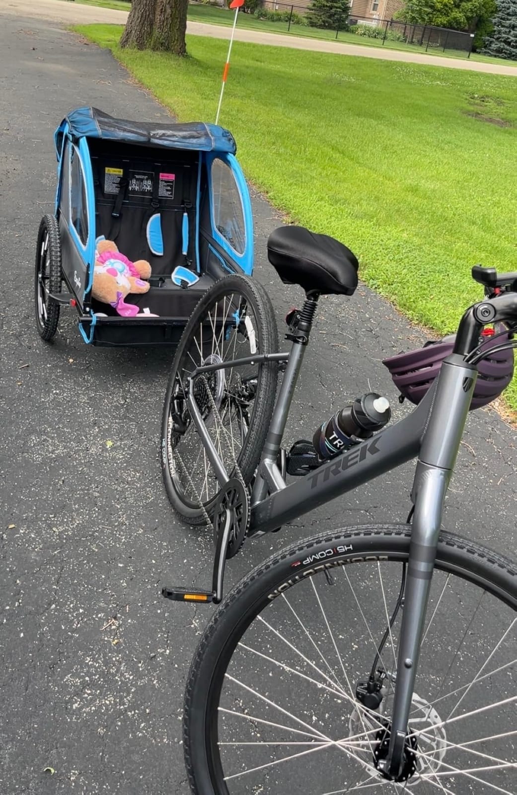 Sepnine Kids Bike Trailer, 2 in1 Canopy Carrier Converts to Pushcart Suitable for 1 to 2 Toddlers, Kids, Quick Attach to Bike, Foldable, with 5-Point Harness and Storage Bags customer photo 1