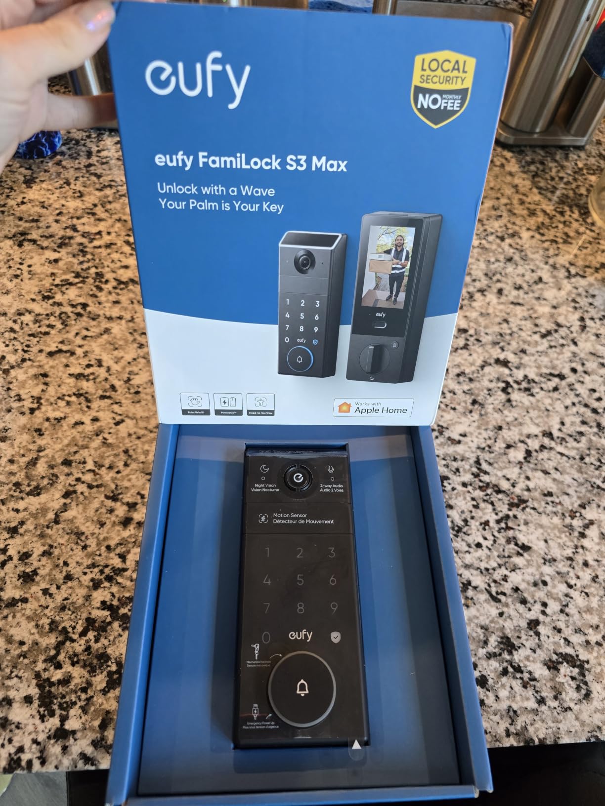 eufy Security Smart Lock FamiLock S3 Max with Palm Vein Recognition | Internal Video Screen, BHMA Grade 1, Keyless Entry Front Door Lock, WiFi Deadbolt+2K HD Doorbell Camera,16GB Built-in Storage customer photo 2