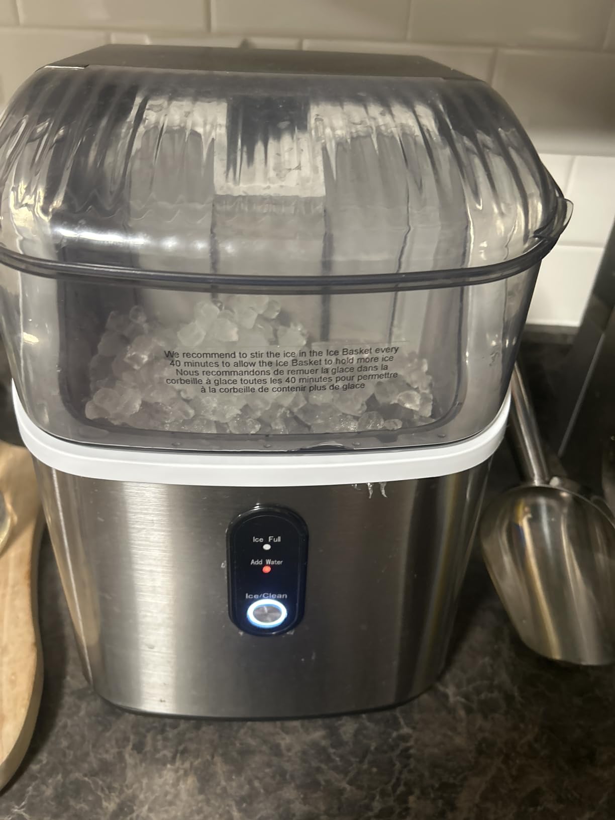 Antarctic Star Nugget Ice Maker Countertop with Soft Chewable Ice | Fast Ice Making, Ice Basket and Scoop, Auto-Cleaning for Home/Party/RV/Camping (Stainless Steel Silver) customer photo 2