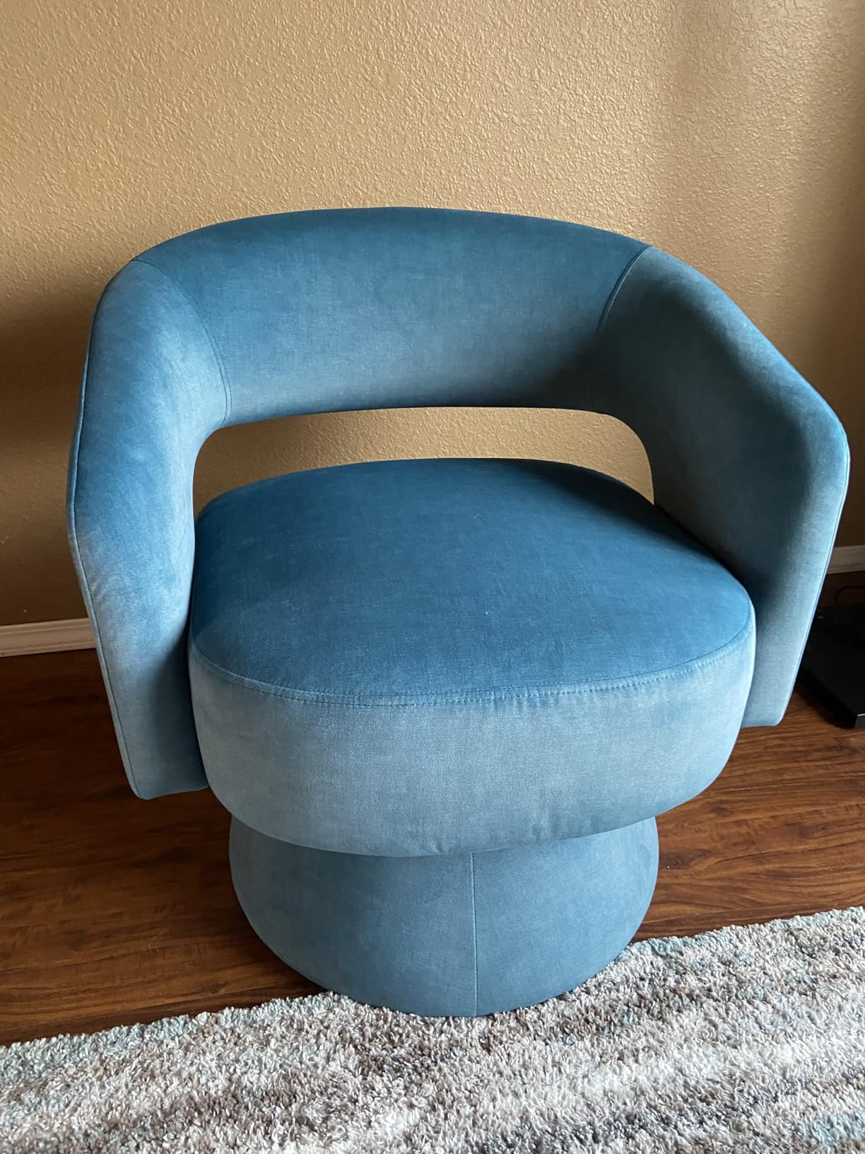 Lexicon Swivel Accent Chair, Modern Velvet Round Barrel Chair, Taupe | Swivel Chair with Open Back, Plush Foam Cushions, Metal Swivel Base for Living Room/Bedroom/Office/Small Spaces customer photo 2