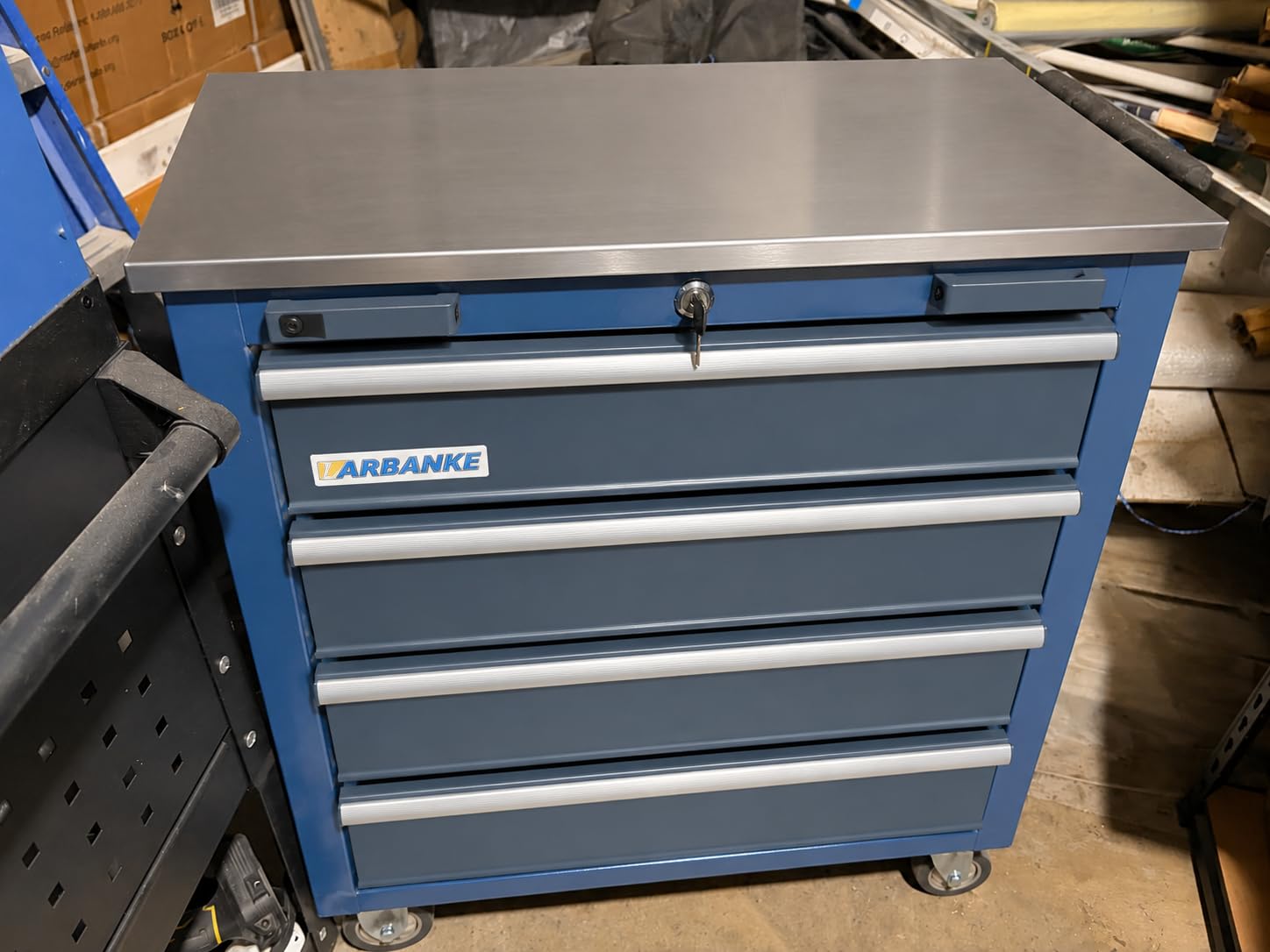 LARBANKE 5-Drawer Rolling Tool Chest with Stainless CounterTop,Tool Chest with Keyed Locking System, with Wheels and Foot Pads,Rolling Tool Cabinet with Drawer Liners,Unique Link Buckle for Connecting customer photo 2