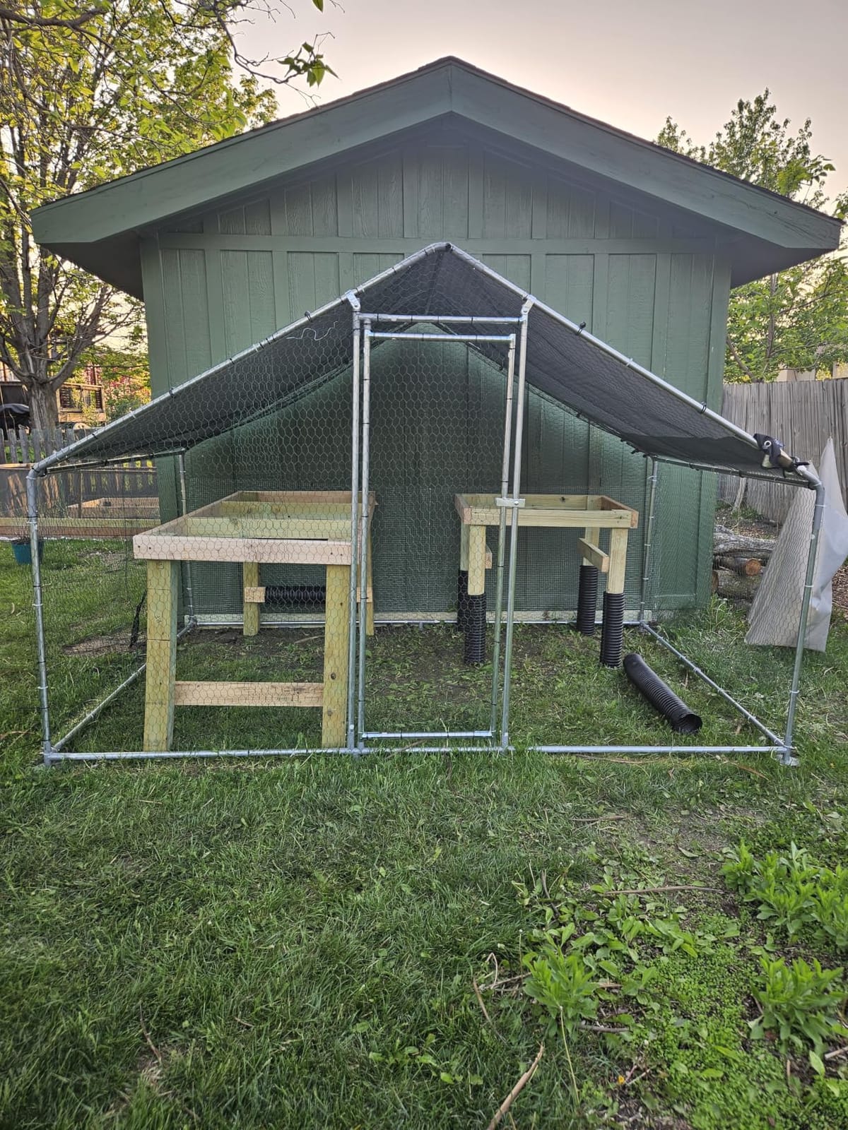 VEVOR Large Metal Chicken Coop with Run, Walkin Chicken Coop for Yard with Waterproof Cover, 6.5 x 9.8 x 6.5 ft, Spire Roof Large Poultry Cage for Hen House, Duck Coop and Rabbit Run customer photo 2