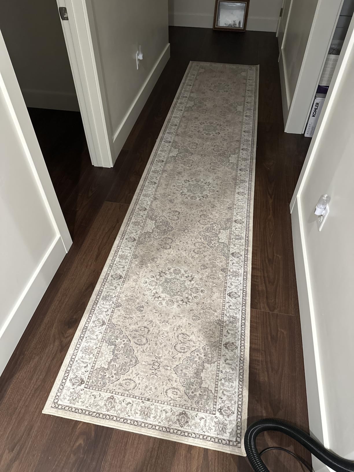 Washable 2x8 Hallway Runner Rug: Vintage Water Resistant Kitchen Entryway Rug Ultra Soft Living Room Bedroom Carpet with Non Slip Backing Indoor Low Pile Floor Mat for Bathroom Dining Room(2x8,Beige) customer photo 1