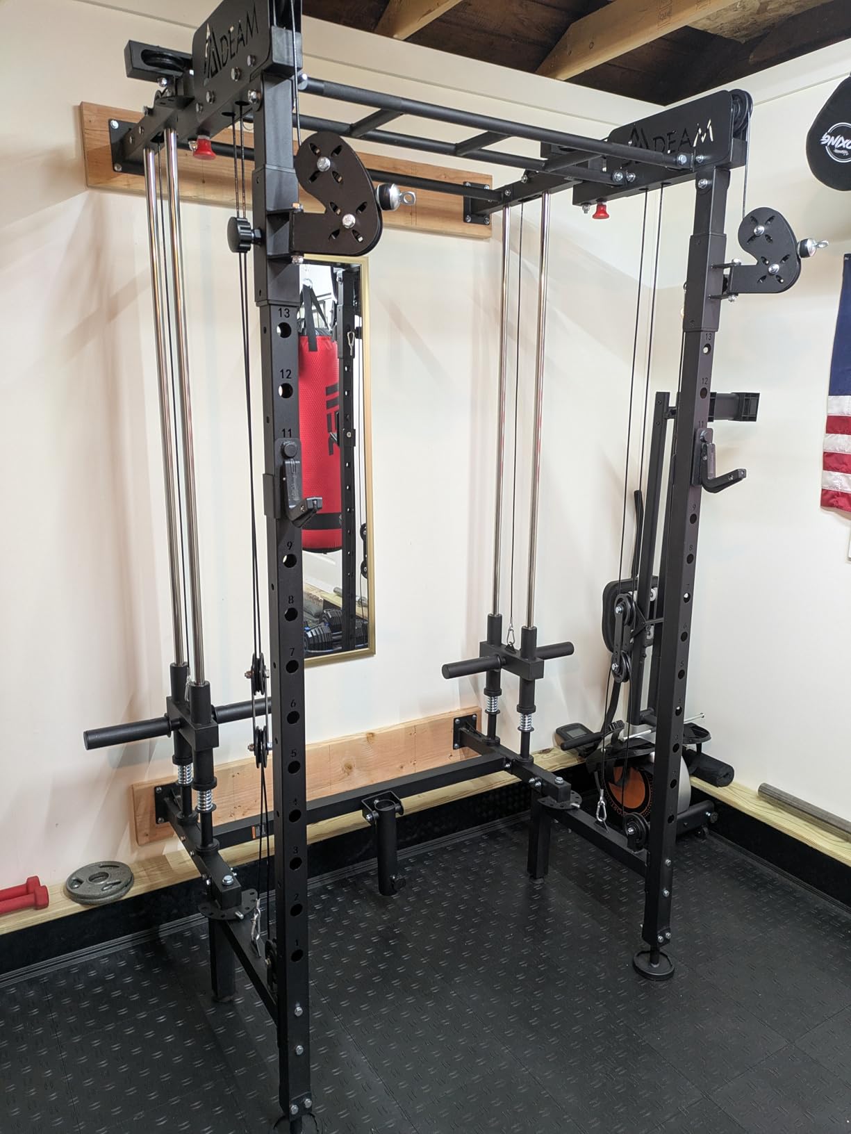 Mdeam Folding Squat Rack, Wall Mounted Power Rack with Dual Pulley System customer photo 1