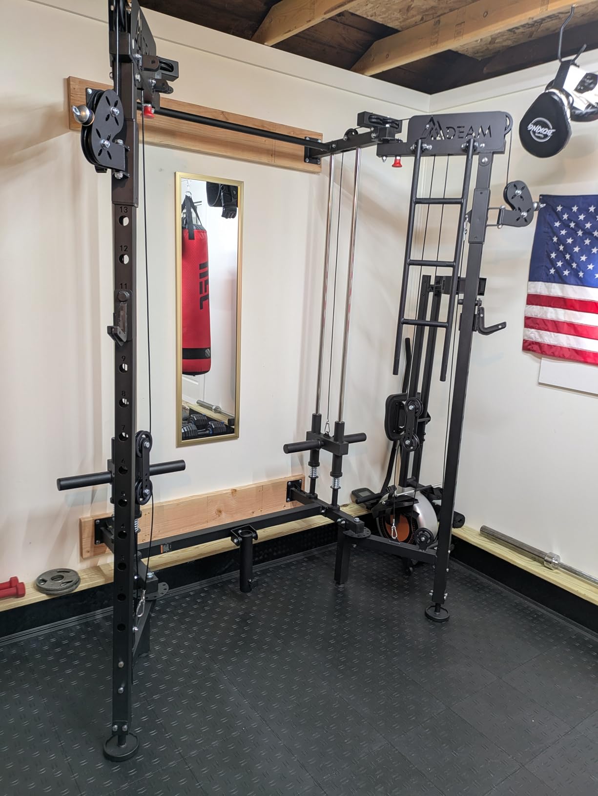 Mdeam Folding Squat Rack, Wall Mounted Power Rack with Dual Pulley System customer photo 2