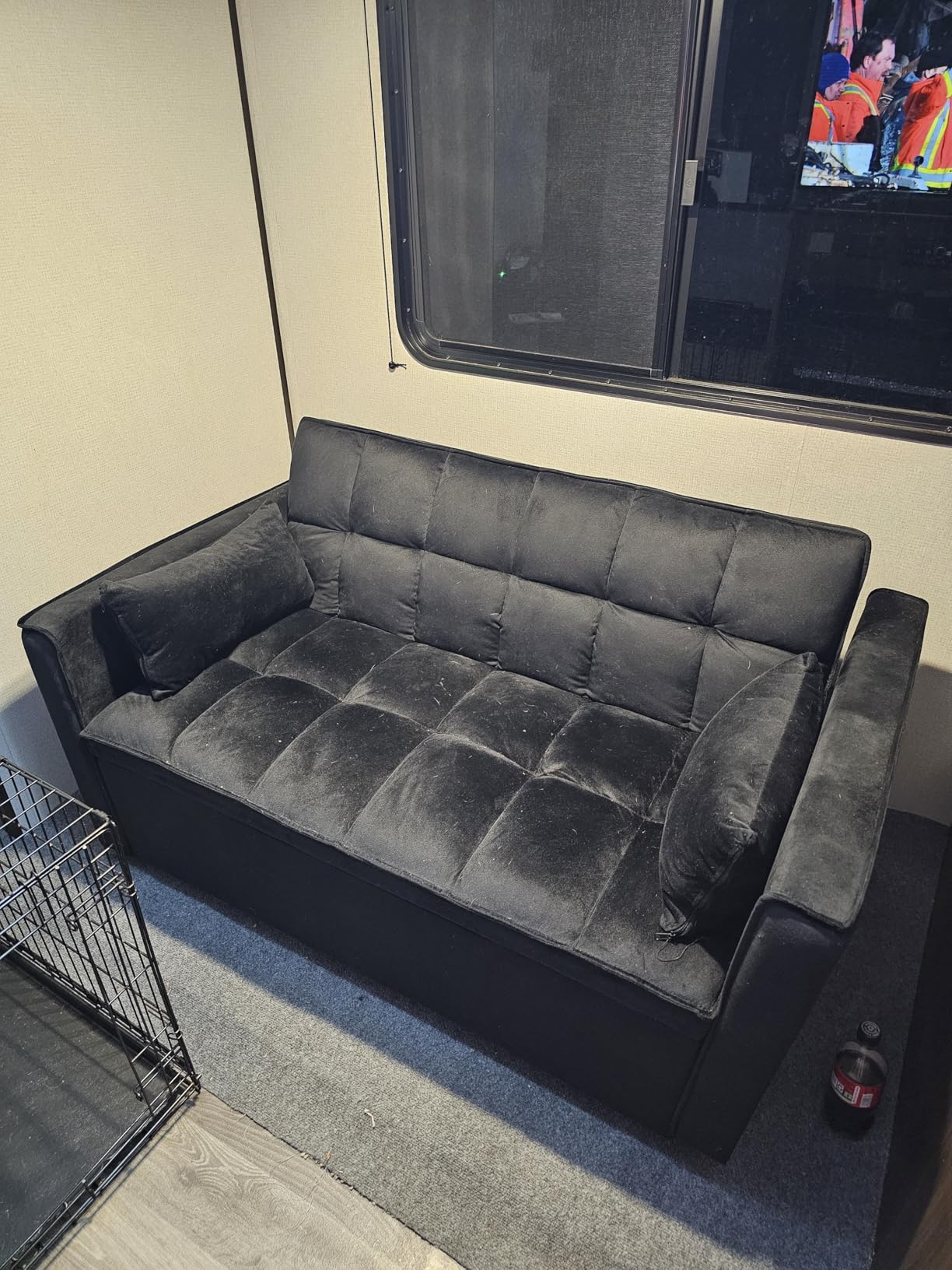 3 In 1 Velvet Convertible Sofa Bed, Pull Out Couch Bed with Reclining Backrest And 2 Pillows, 54