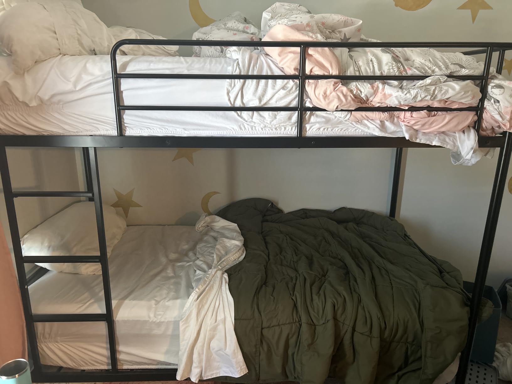 Bunk Bed Twin Over Twin for All Ages with Ladders and Guardrail, Sturdy Literas Heavy Duty Metal Slats, 400 lbs Capacity, No Spring Box Required, Black customer photo 1